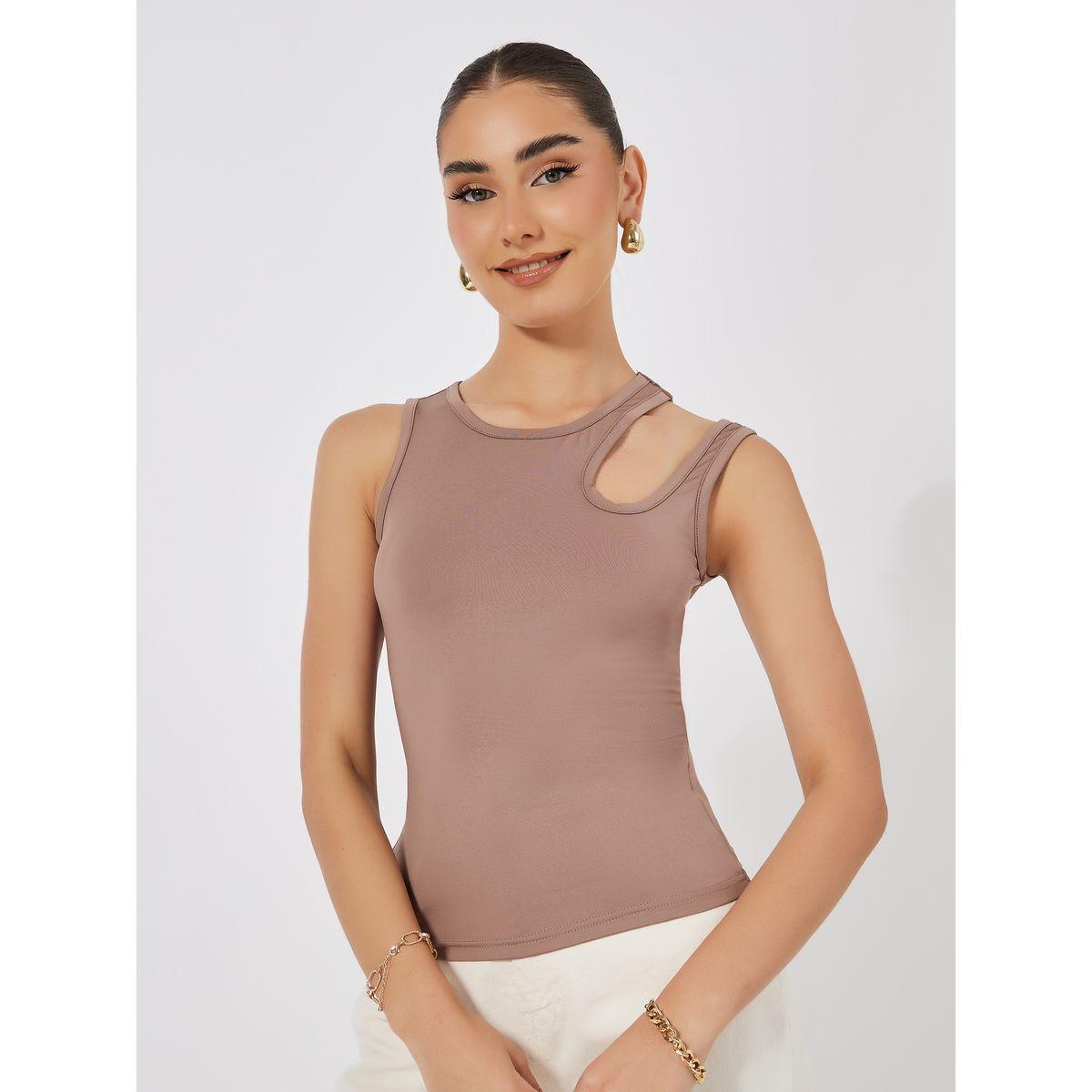 Styli Fitted Sleeveless Cut-Out Detail Tank-women-clothing-tshirts-image-3