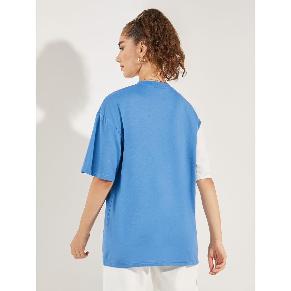 Styli Oversized Color Block Slogan Print T-Shirt-women-clothing-tshirts-image-5
