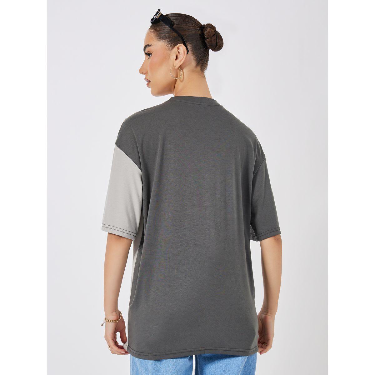 Styli Oversized Color Block Slogan Print T-Shirt-women-clothing-tshirts-image-5