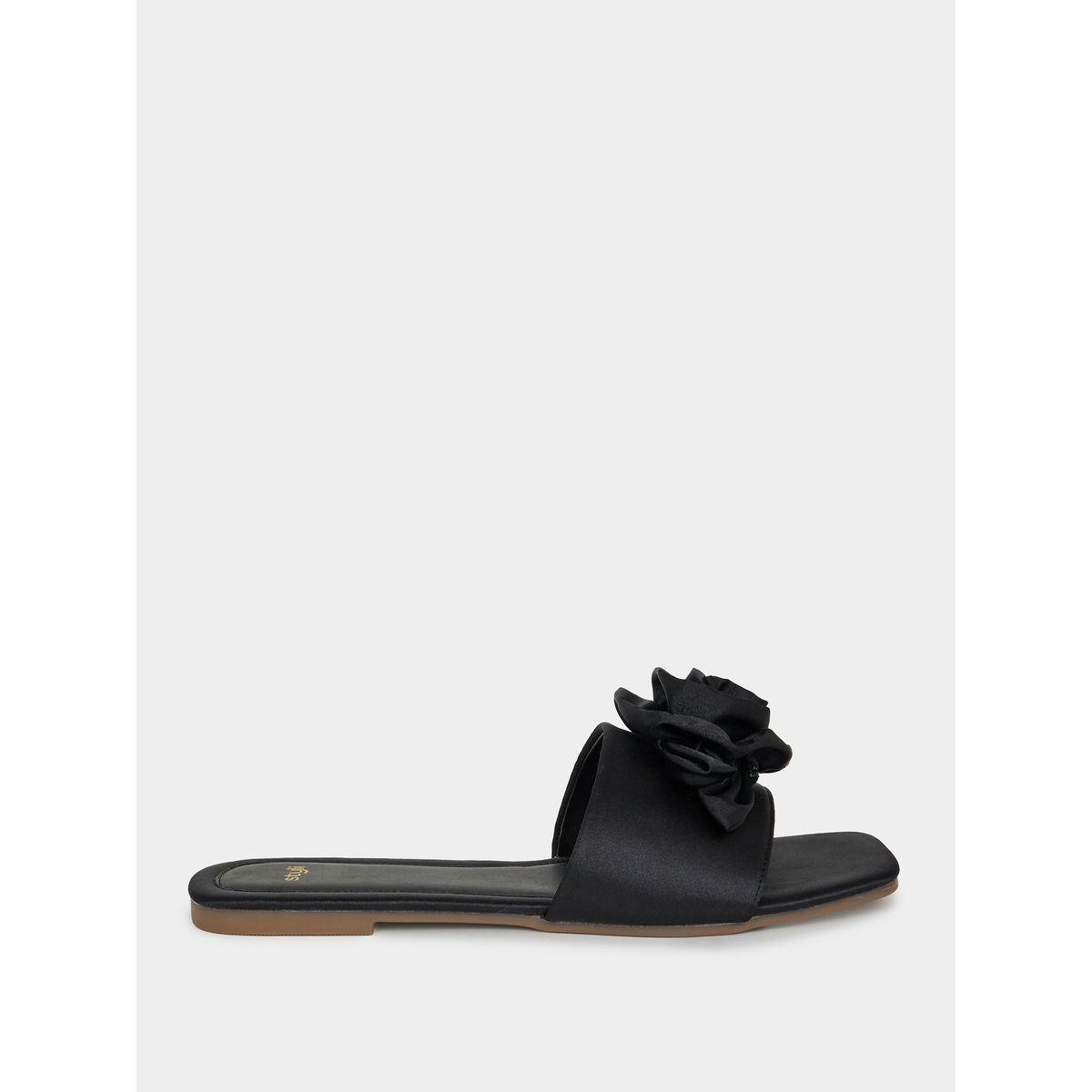 Styli Flower Applique Flat Sandals-women-shoes-sandals-flats-image-1
