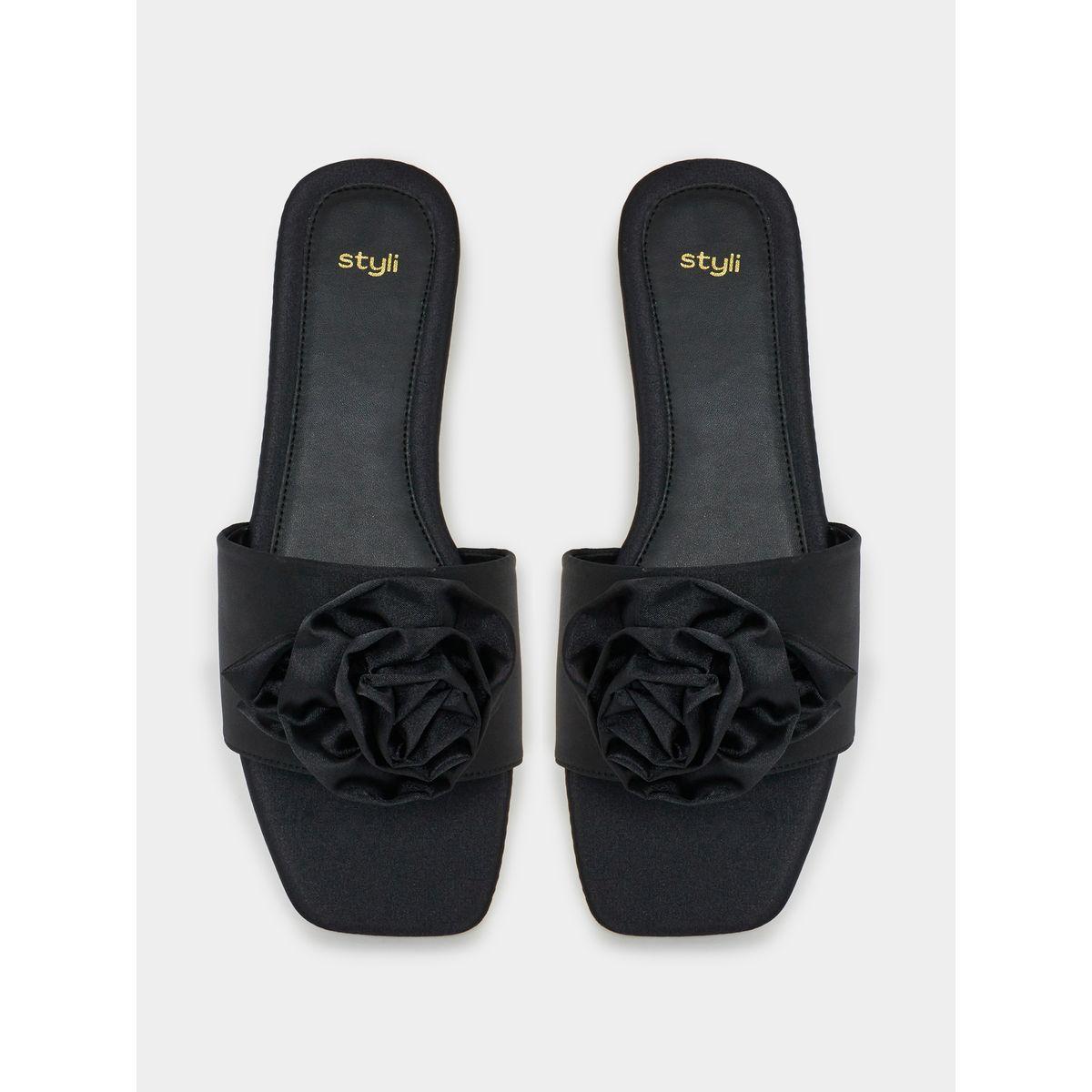 Styli Flower Applique Flat Sandals-women-shoes-sandals-flats-image-5
