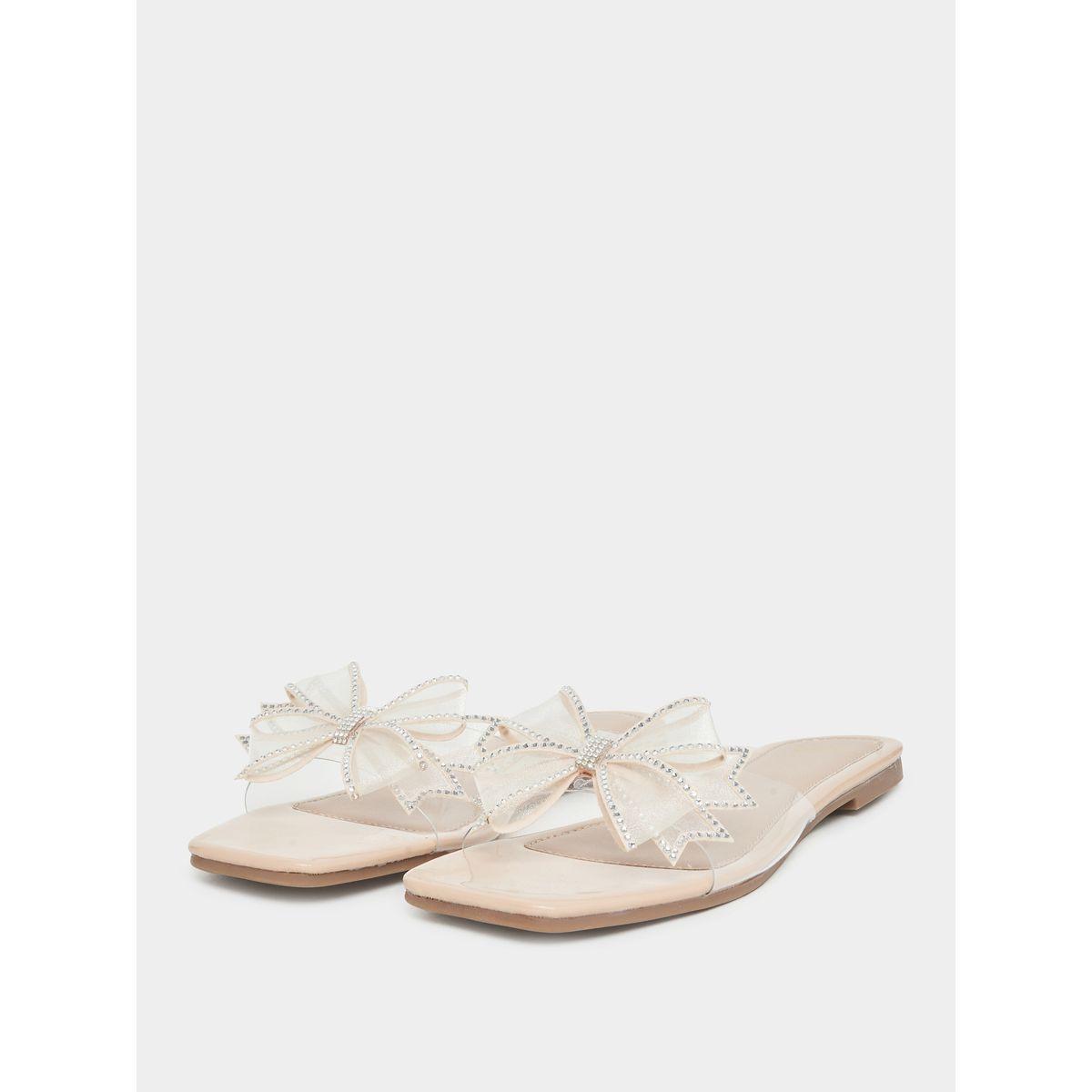 صندل فلات بمقدمة مفتوحة وربطة فيونكة-women-shoes-sandals-flats-image-1