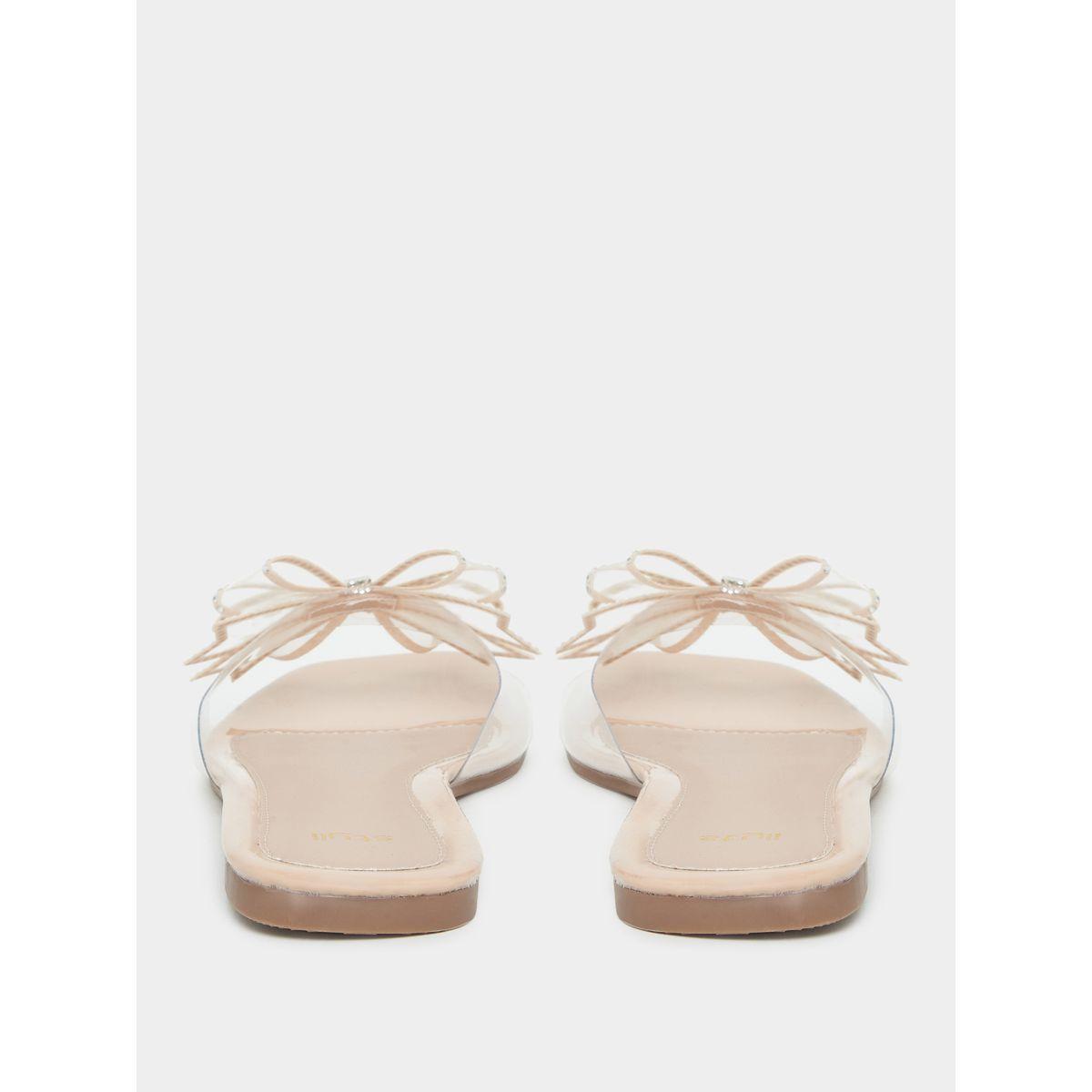 Styli Embellished Open Toe Bow Detail Flat Sandals-women-shoes-sandals-flats-image-3