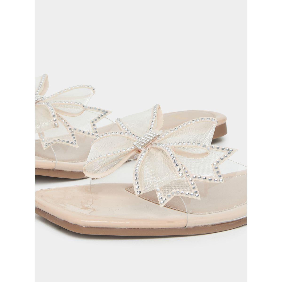 صندل فلات بمقدمة مفتوحة وربطة فيونكة-women-shoes-sandals-flats-image-4
