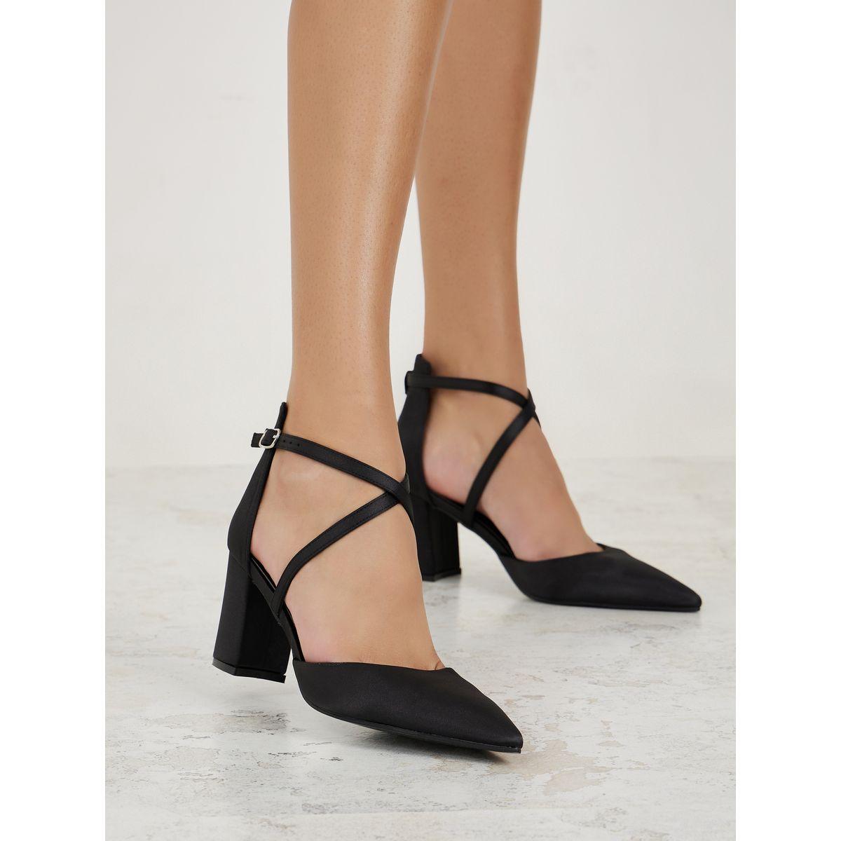 Styli Criss Cross Pointed Toe Block Heel Pumps-women-shoes-heels-image-1