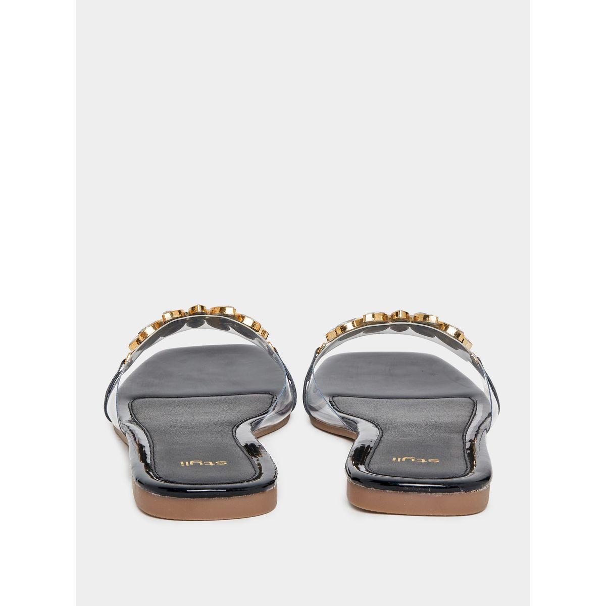 Styli Embellished Transparent Design Flat Sandals-women-shoes-sandals-flats-image-3