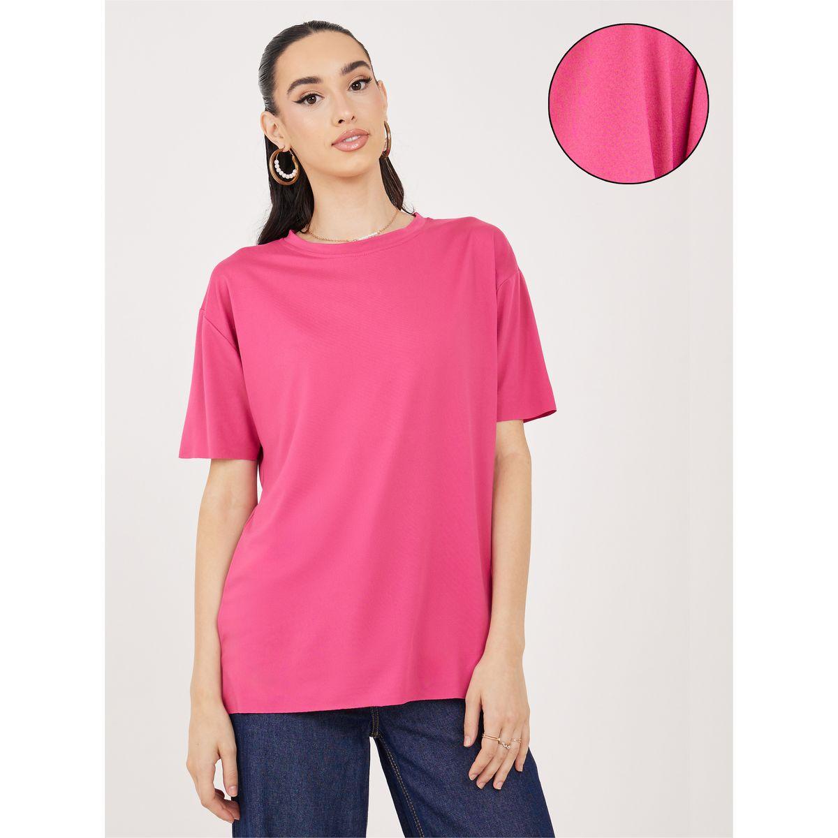 Styli Regular Fit Round Neck Longline T-Shirt-women-clothing-tshirts-image-1