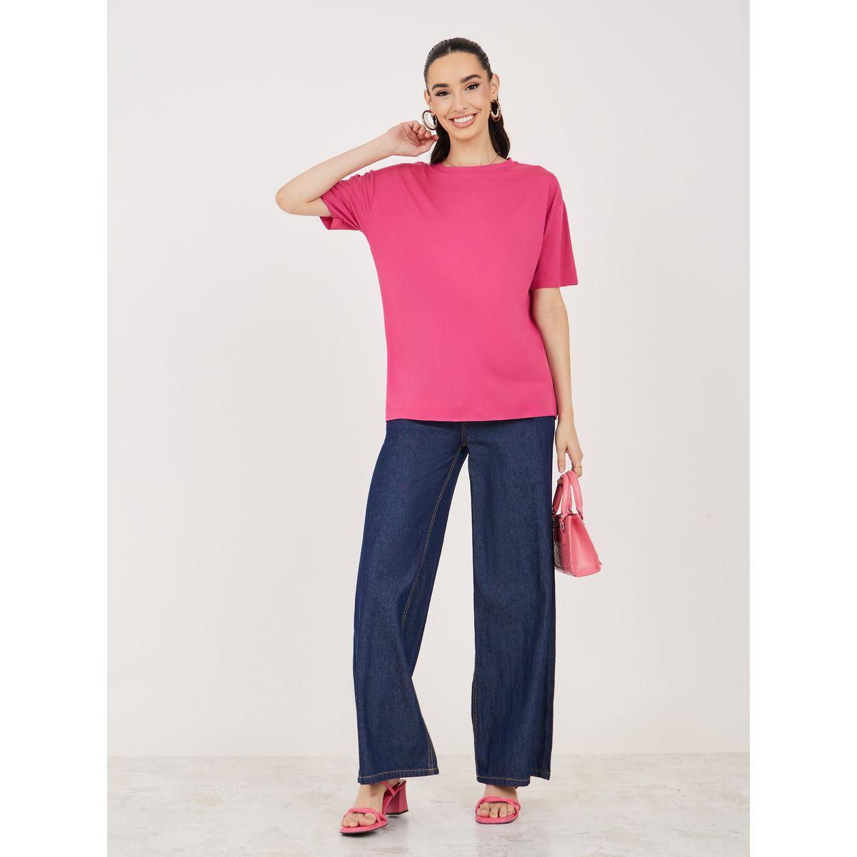 Styli Regular Fit Round Neck Longline T-Shirt-women-clothing-tshirts-image-2