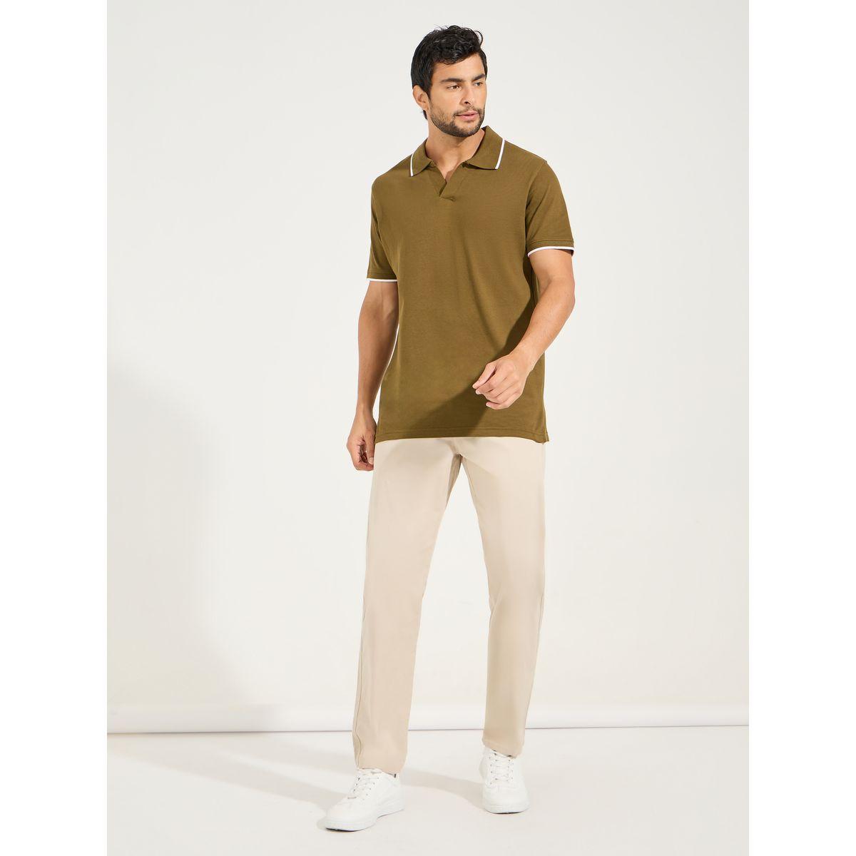 تيشيرت بياقة بولو مع حواف بتفاصيل مخططة-men-clothing-tshirtsandpolos-polos-image-2