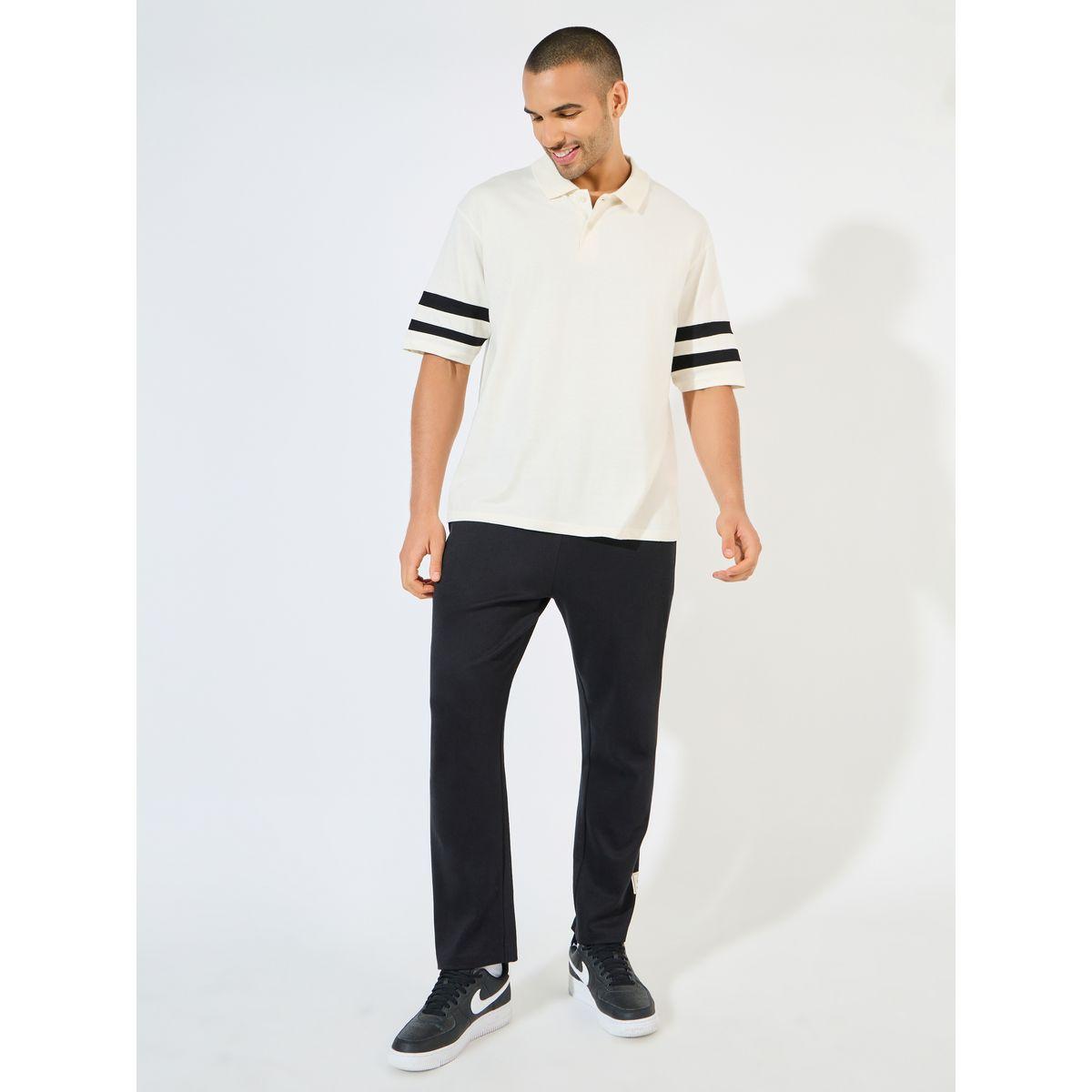 تيشيرت جيرسيه فضفاض بياقة بولو وأكمام مخططة-men-clothing-tshirtsandpolos-polos-image-4