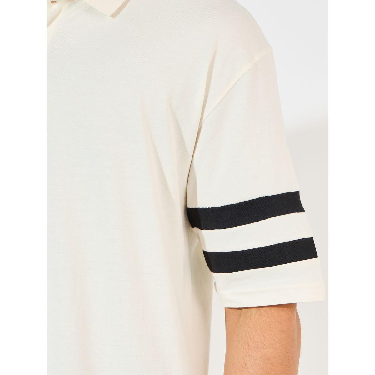 تيشيرت جيرسيه فضفاض بياقة بولو وأكمام مخططة-men-clothing-tshirtsandpolos-polos-image-2