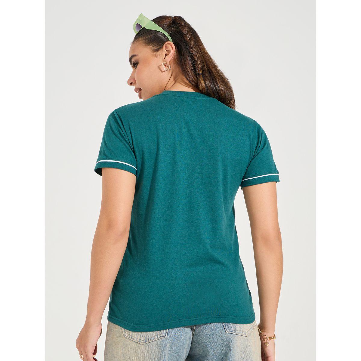 Styli Regular Fitted Plain Contrast Piping High Neck T-Shirt-women-clothing-tshirts-image-5