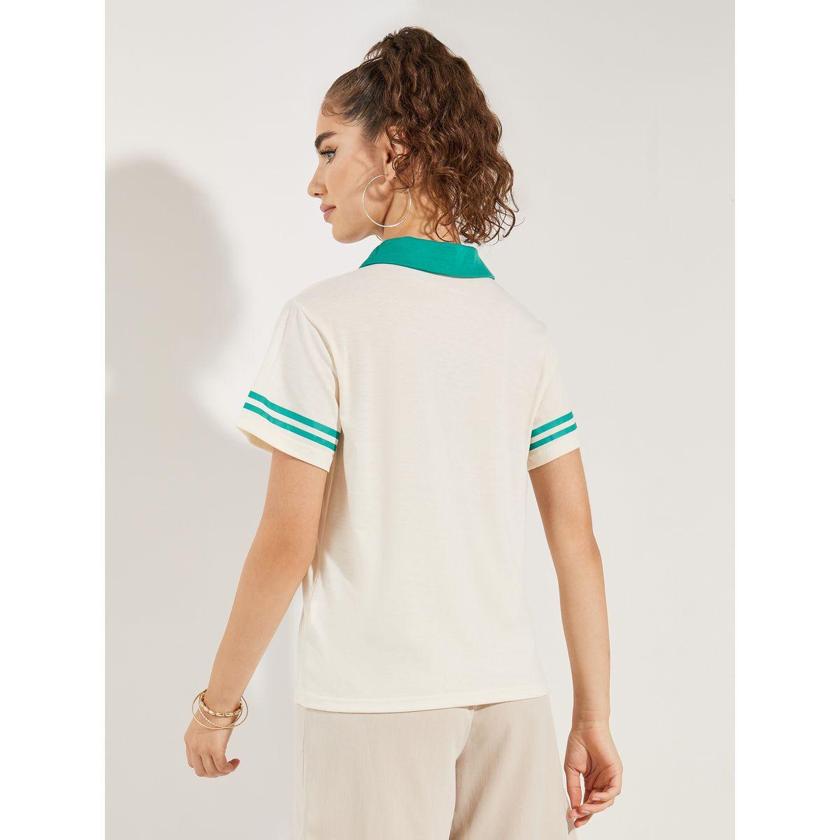 Styli Striped Detail Printed Polo T-Shirt-women-clothing-tshirts-image-5
