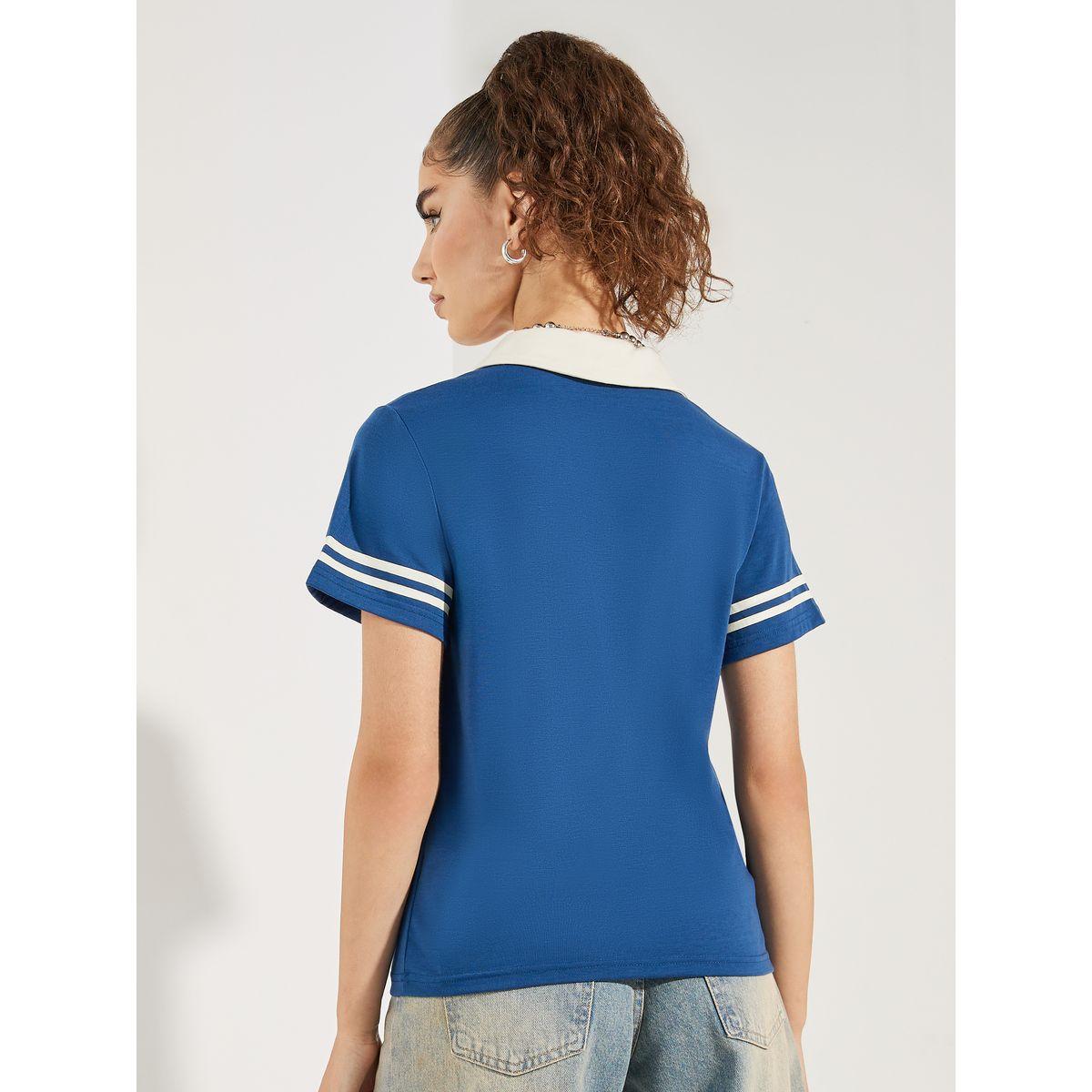 Styli Striped Detail Printed Polo T-Shirt-women-clothing-tshirts-image-4
