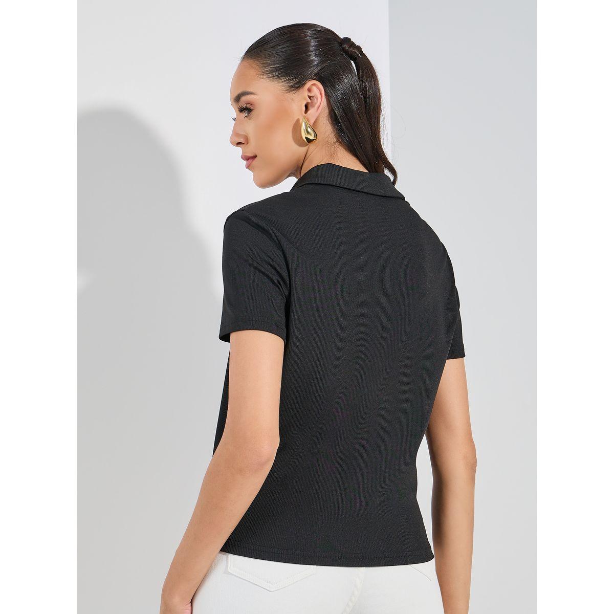 Styli Regular Fit Ribbed Polo T-Shirt with Buttons-women-clothing-tshirts-image-4