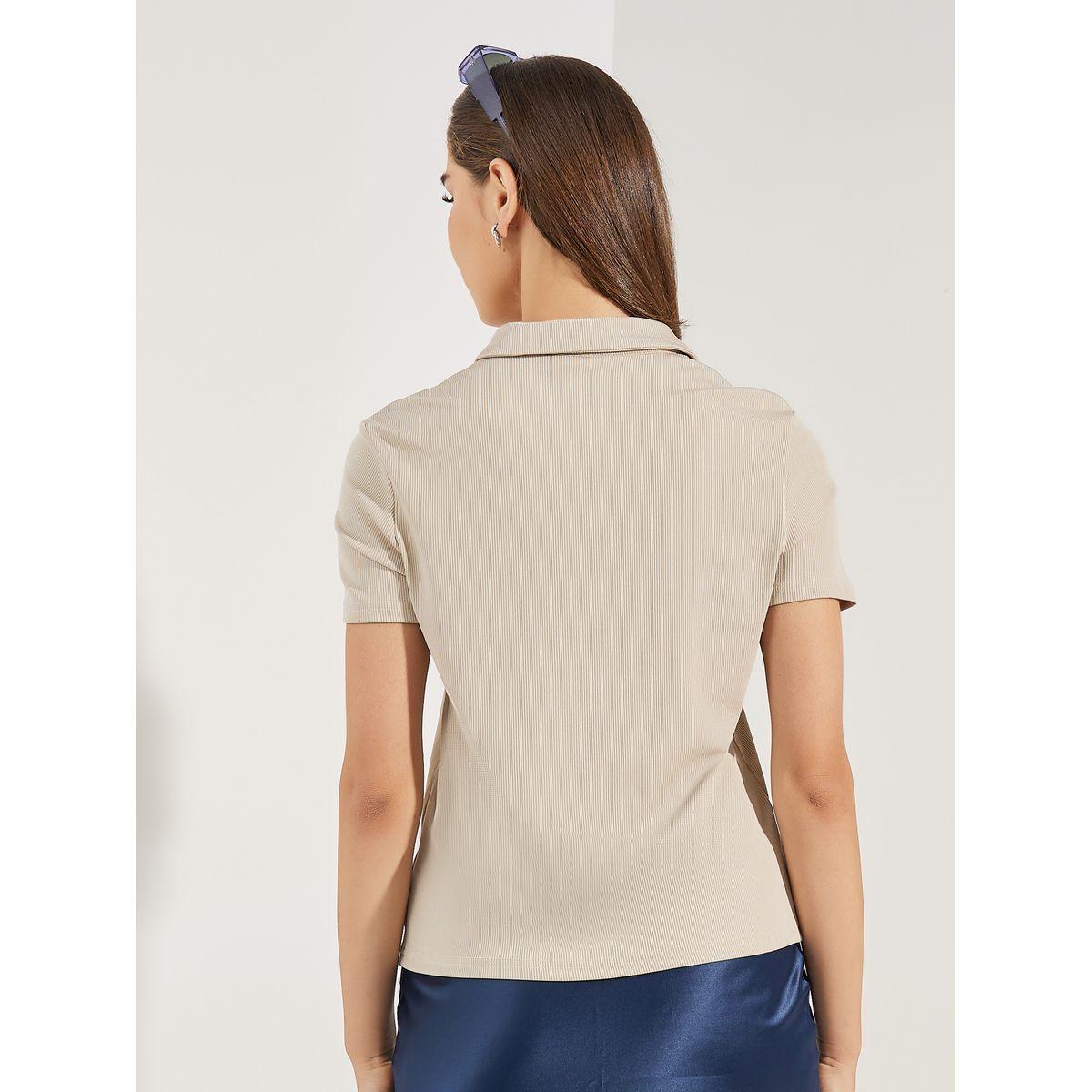 Styli Regular Fit Ribbed Polo T-Shirt with Buttons-women-clothing-tshirts-image-5