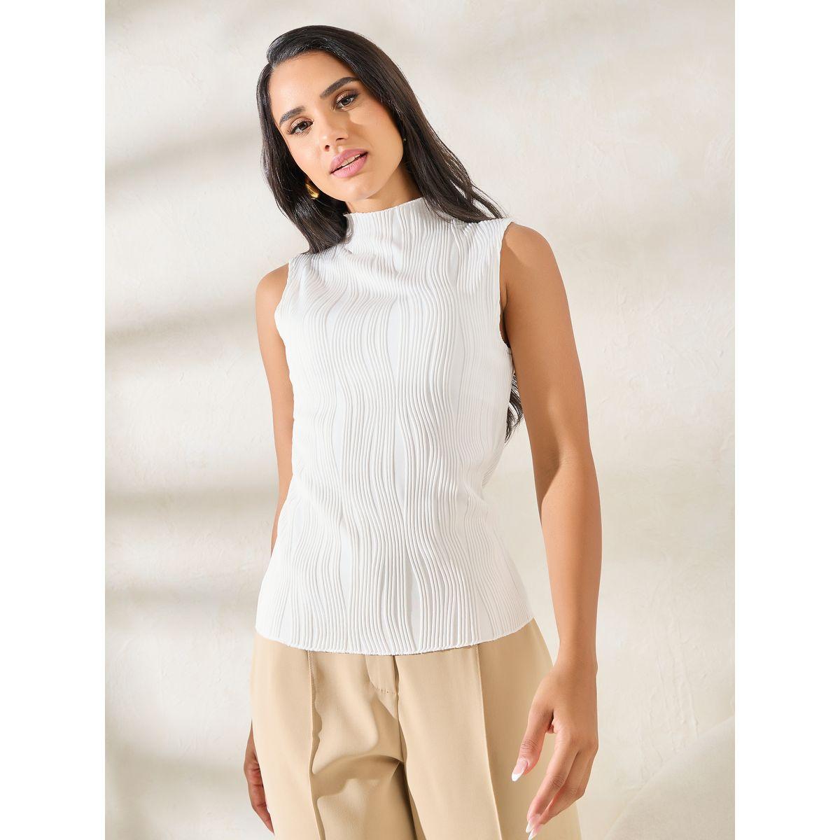 قميص Styli Elevate محبوك برقبة عالية وضيق-women-clothing-tshirts-image-1