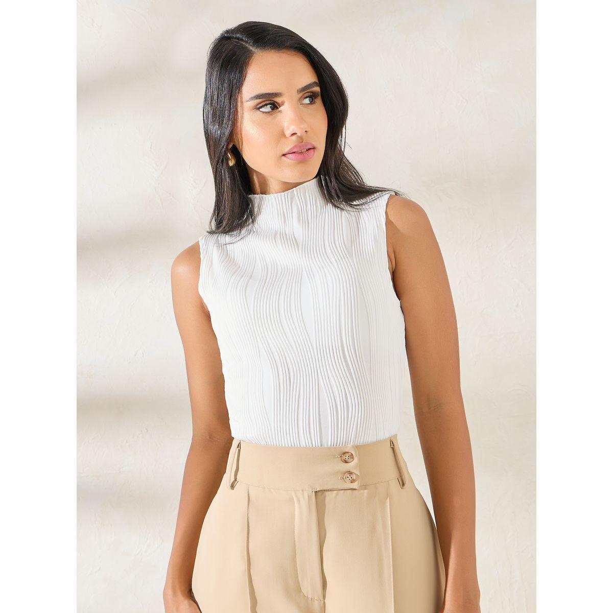 قميص Styli Elevate محبوك برقبة عالية وضيق-women-clothing-tshirts-image-3