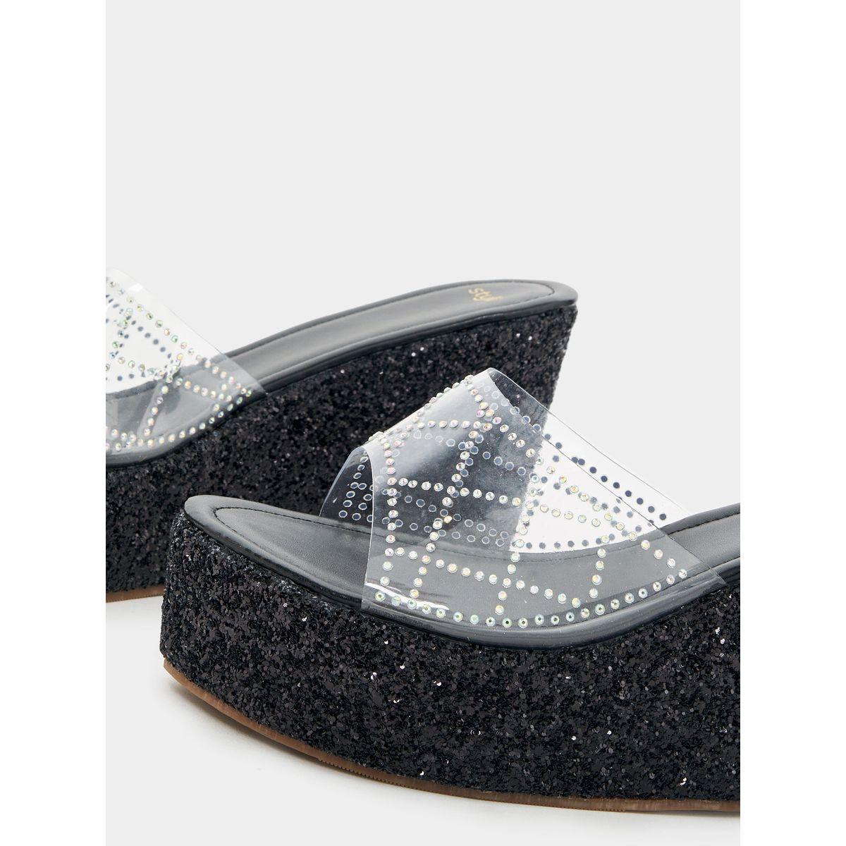 Styli Embellished Transparent Strap Platform Heel Sandals-women-shoes-heels-image-4