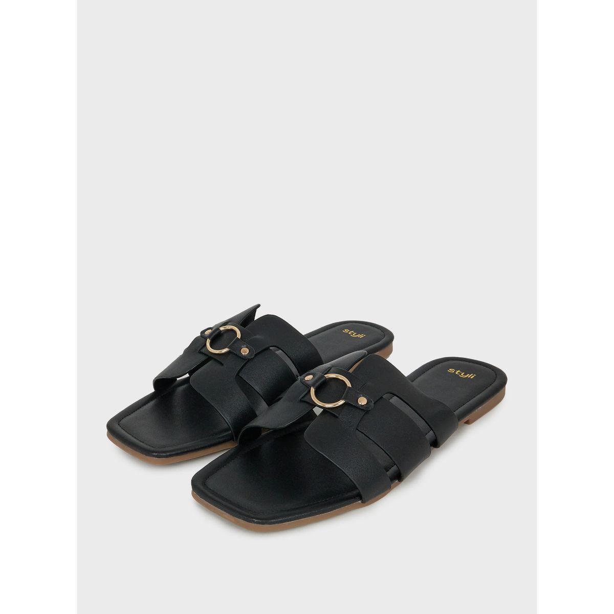 صندل فلات منمق بمقدمة مفتوحة-women-shoes-sandals-flats-image-2