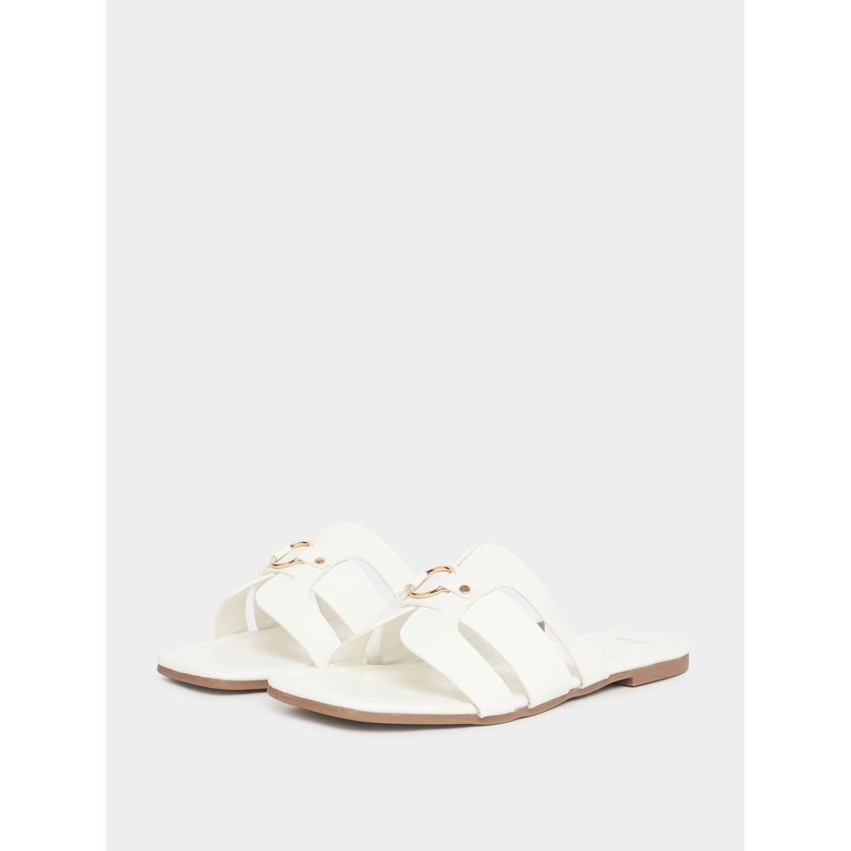 Styli Buckle Embellished Open Toe Flat Sandals-women-shoes-sandals-flats-image-3