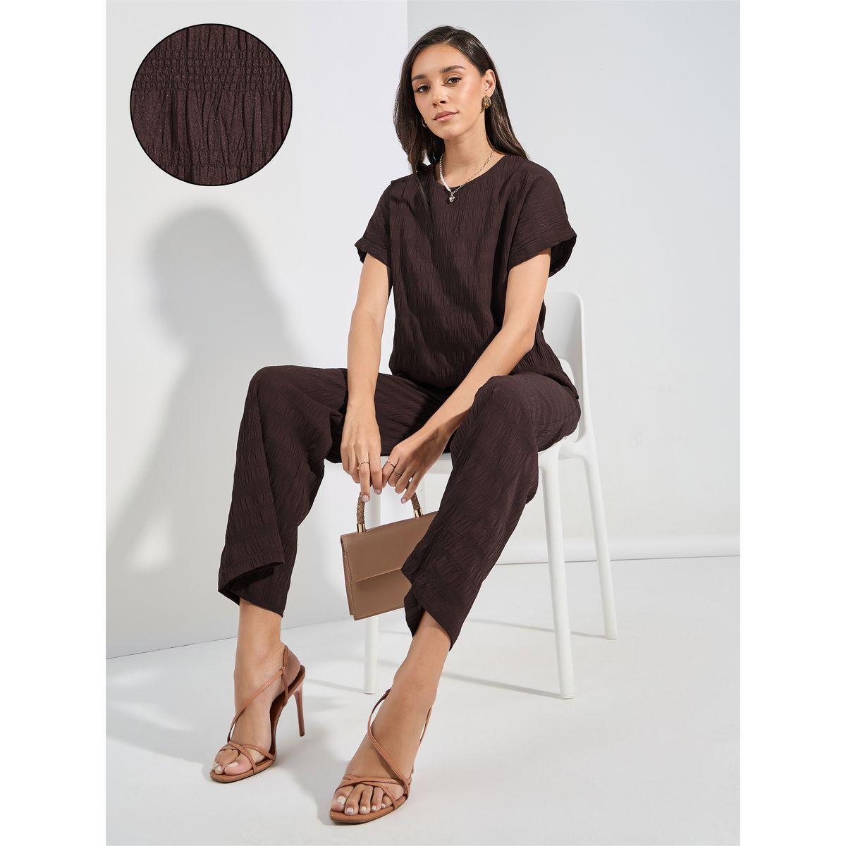 طقم منسق من بنطال مع بلوزة باكمام وطواطية-women-clothing-coordsets-image-1