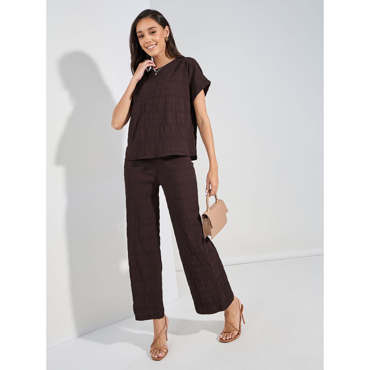 طقم منسق من بنطال مع بلوزة باكمام وطواطية-women-clothing-coordsets-image-2