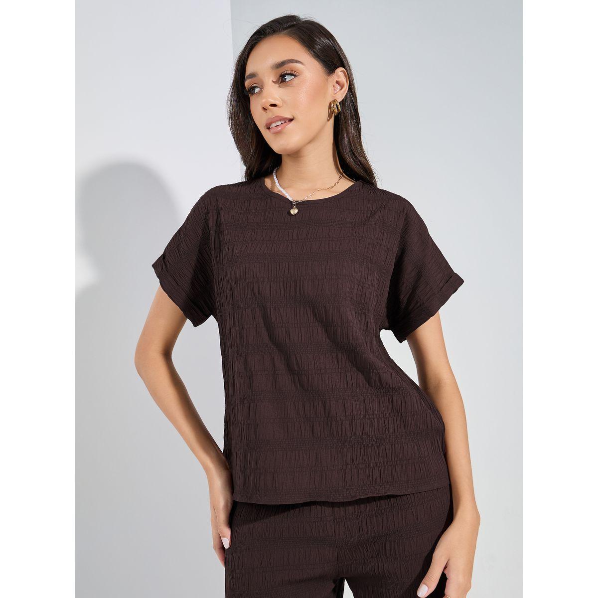 Styli Textured Smocked Batwing Sleeve Top & Pants Co-Ords-women-clothing-coordsets-image-3