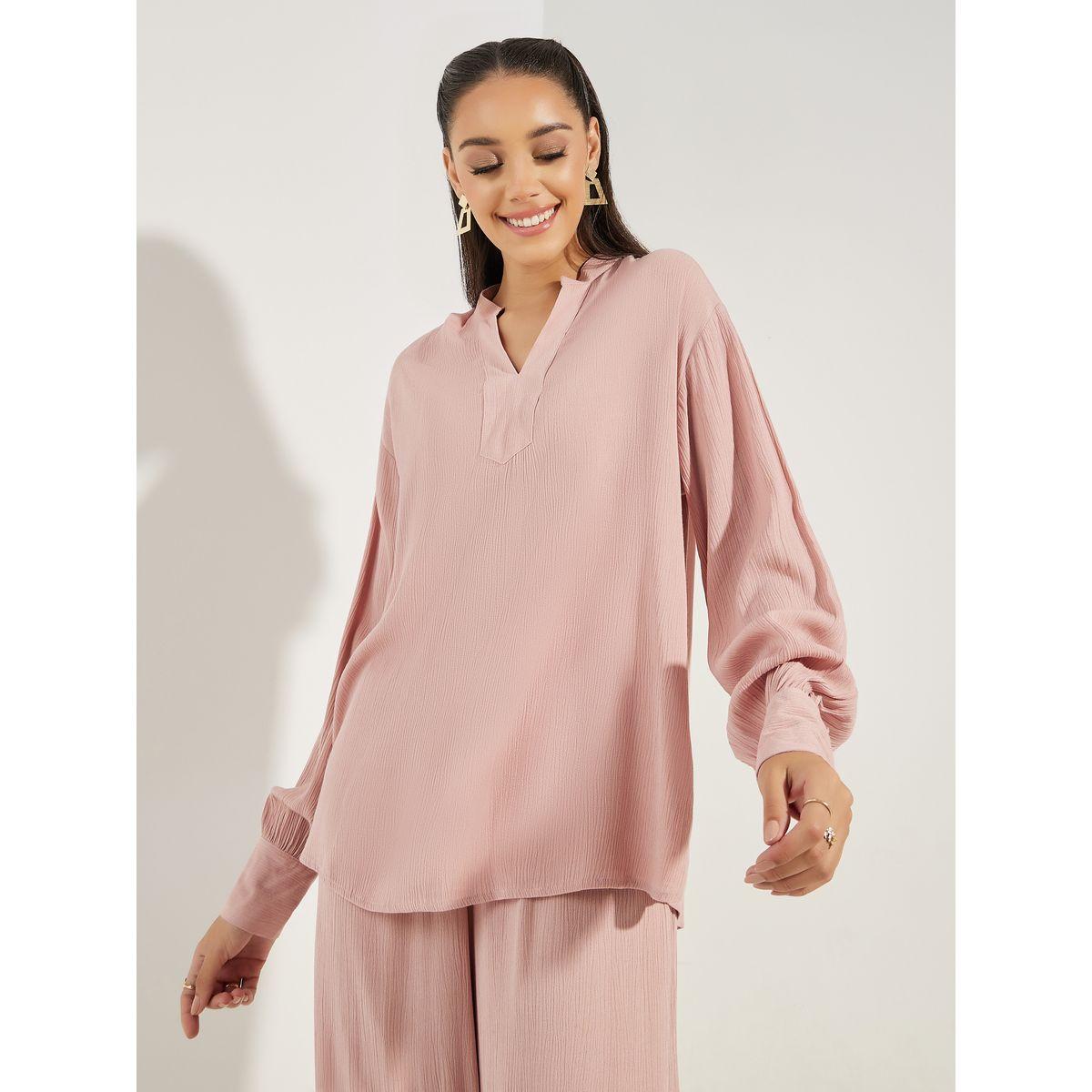 Styli Relaxed Fit Textured Top & Wide Leg Pants Co-Ords-women-clothing-coordsets-image-3