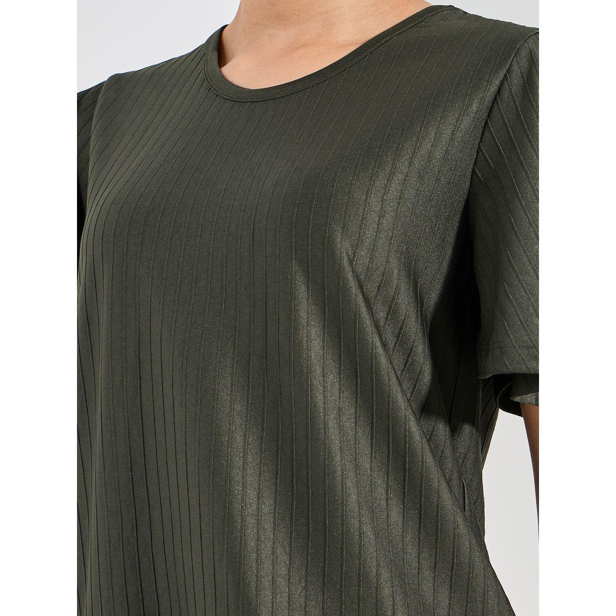 Styli Ribbed Texture Flutter Sleeve Top & Wide Leg Pants Co-Ord Set-women-clothing-coordsets-image-3