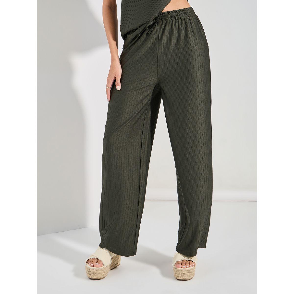 Styli Ribbed Texture Flutter Sleeve Top & Wide Leg Pants Co-Ord Set-women-clothing-coordsets-image-4