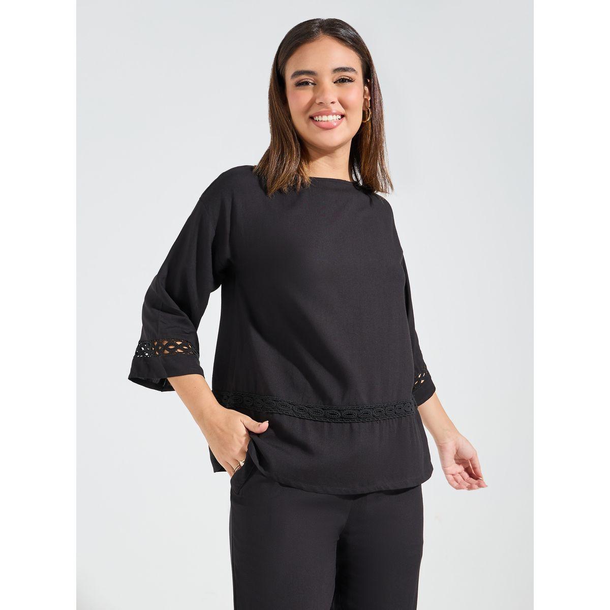 Styli Oversize Top & Embroidered Tapered Pants Co-Ords-women-clothing-coordsets-image-2
