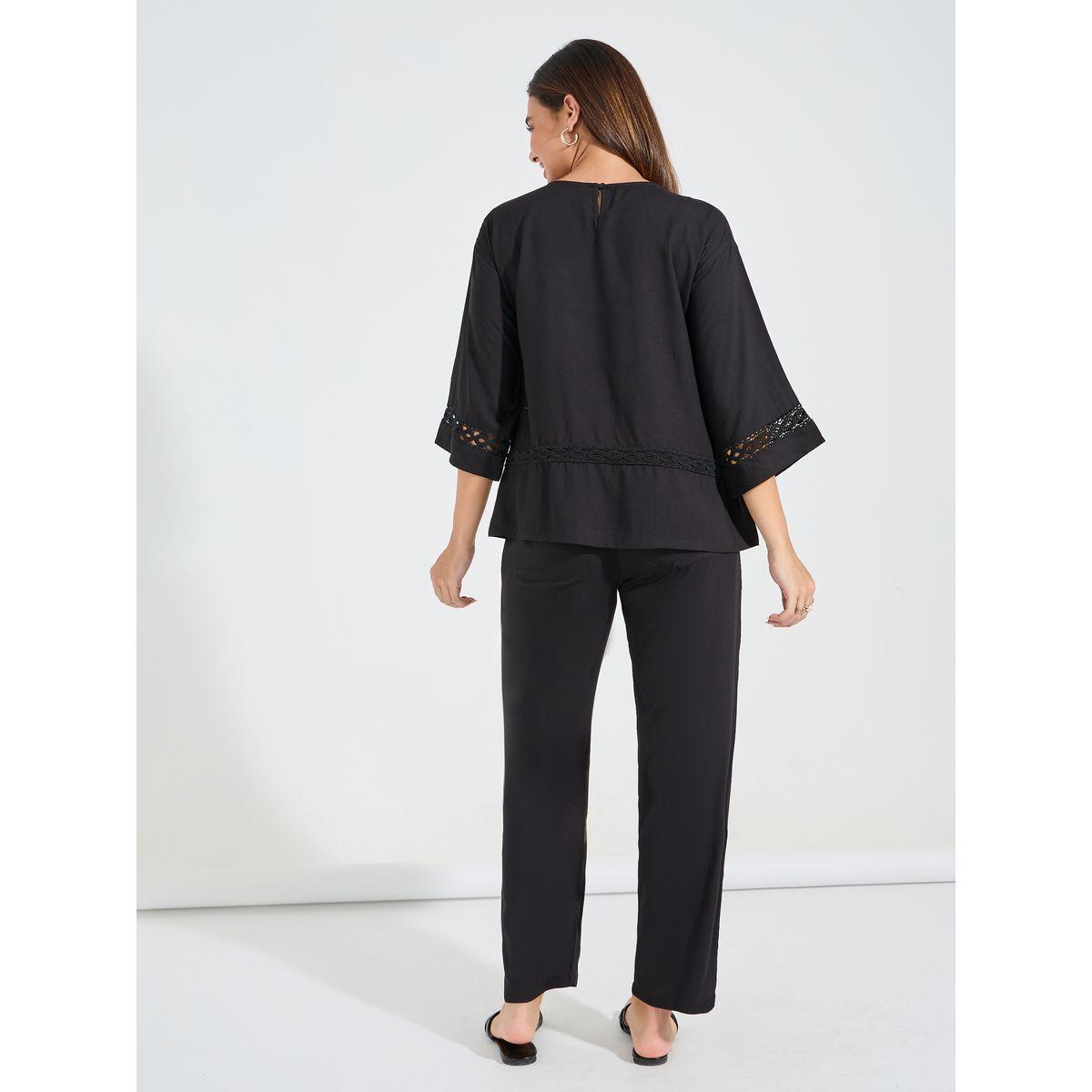 Styli Oversize Top & Embroidered Tapered Pants Co-Ords-women-clothing-coordsets-image-4
