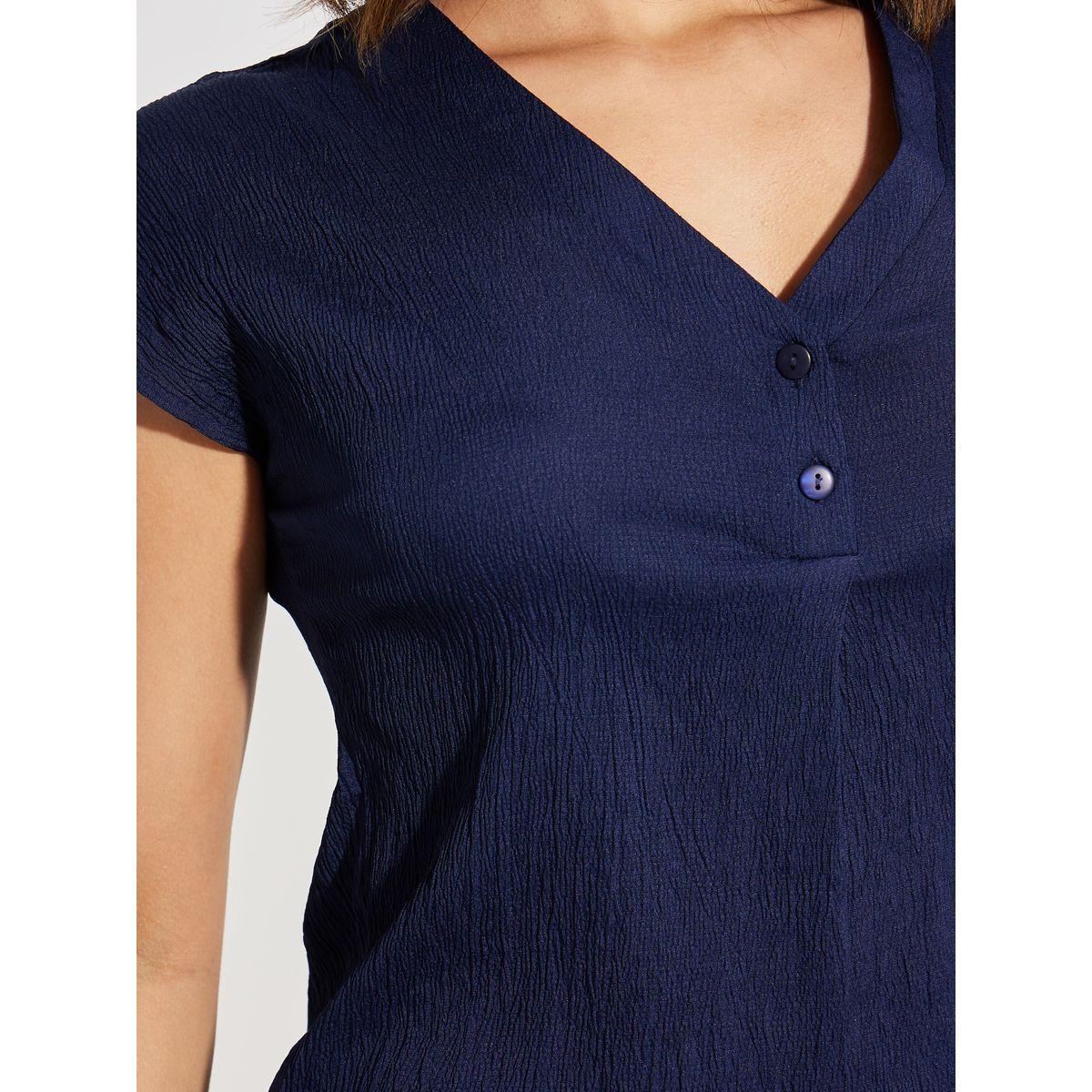 Styli Textured Cap Sleeves Top & Regular Fit Pants Co-Ords-women-clothing-coordsets-image-3