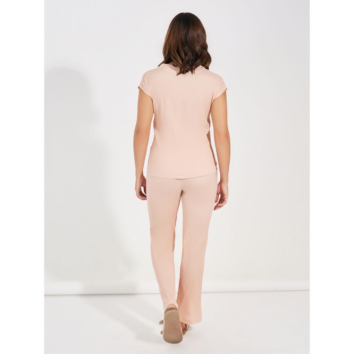 Styli Textured Cap Sleeves Top & Regular Fit Pants Co-Ords-women-clothing-coordsets-image-4