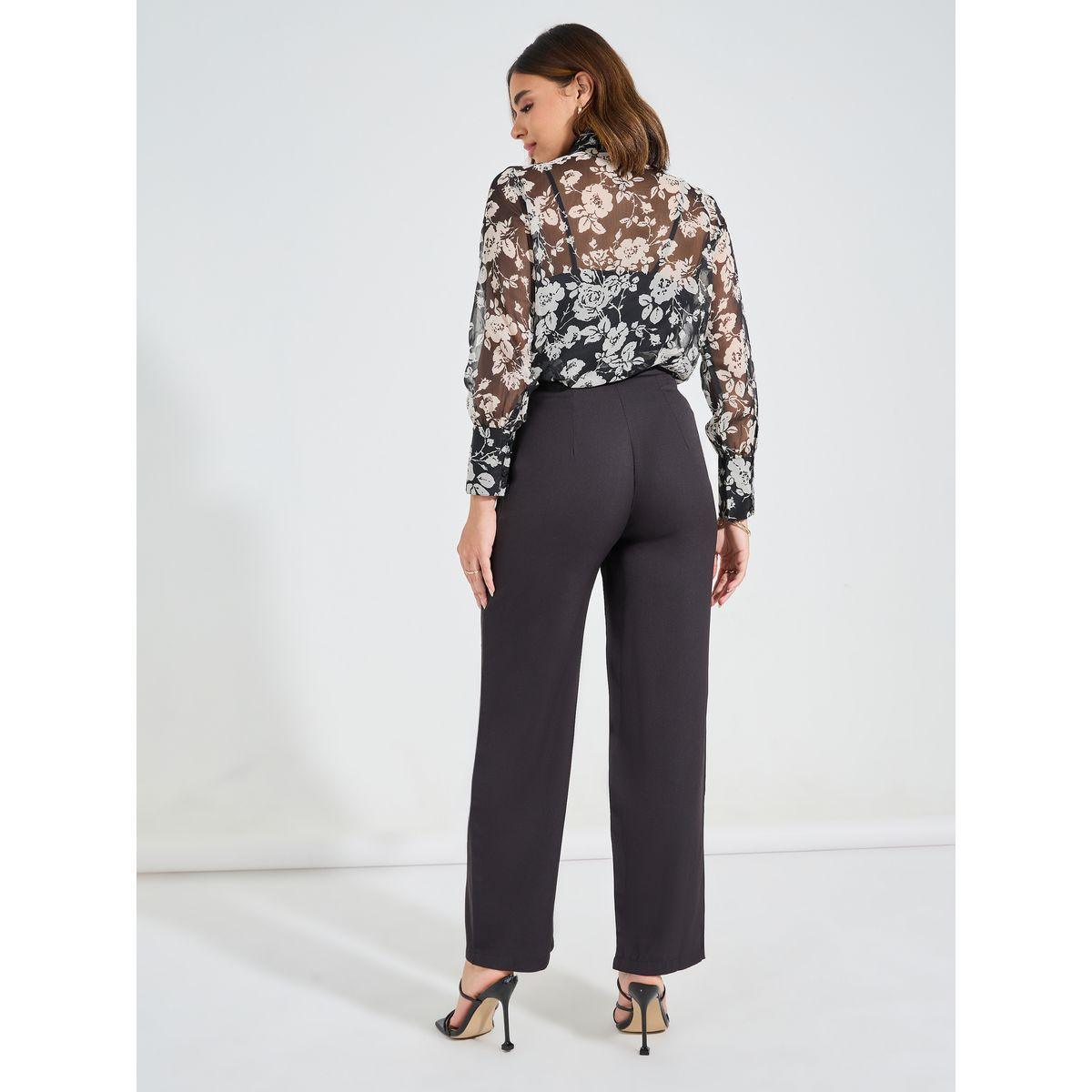 Styli Floral Print Shirt & Solid Trousers Co-Ords-women-clothing-coordsets-image-8