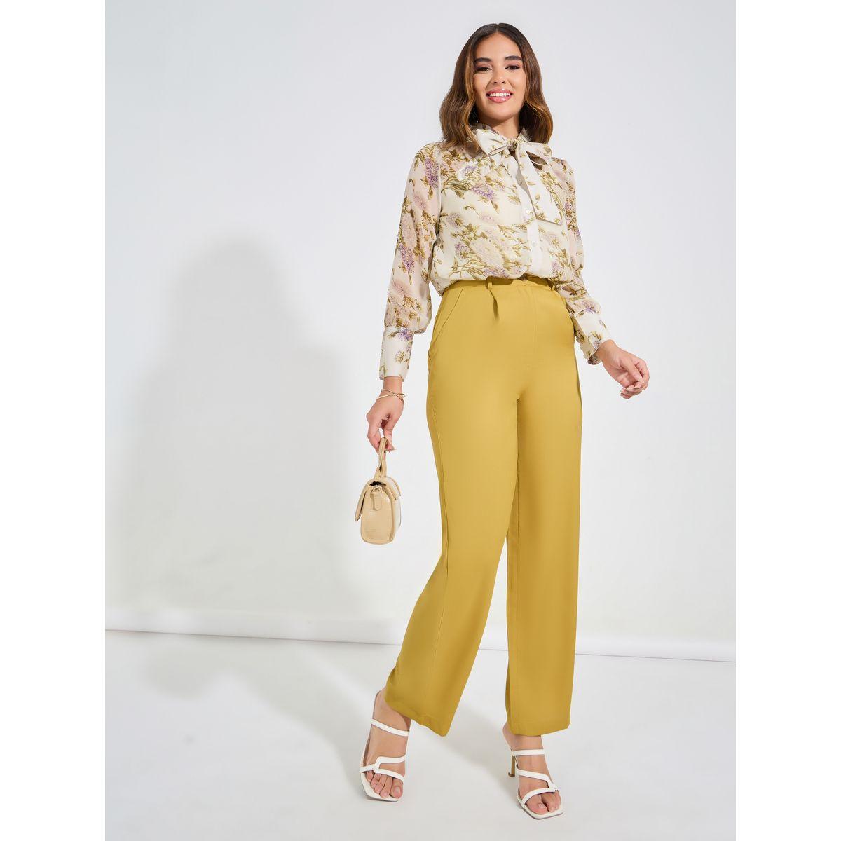 Styli Floral Print Blouse, Cami & Solid Trousers Co-Ords-women-clothing-coordsets-image-1