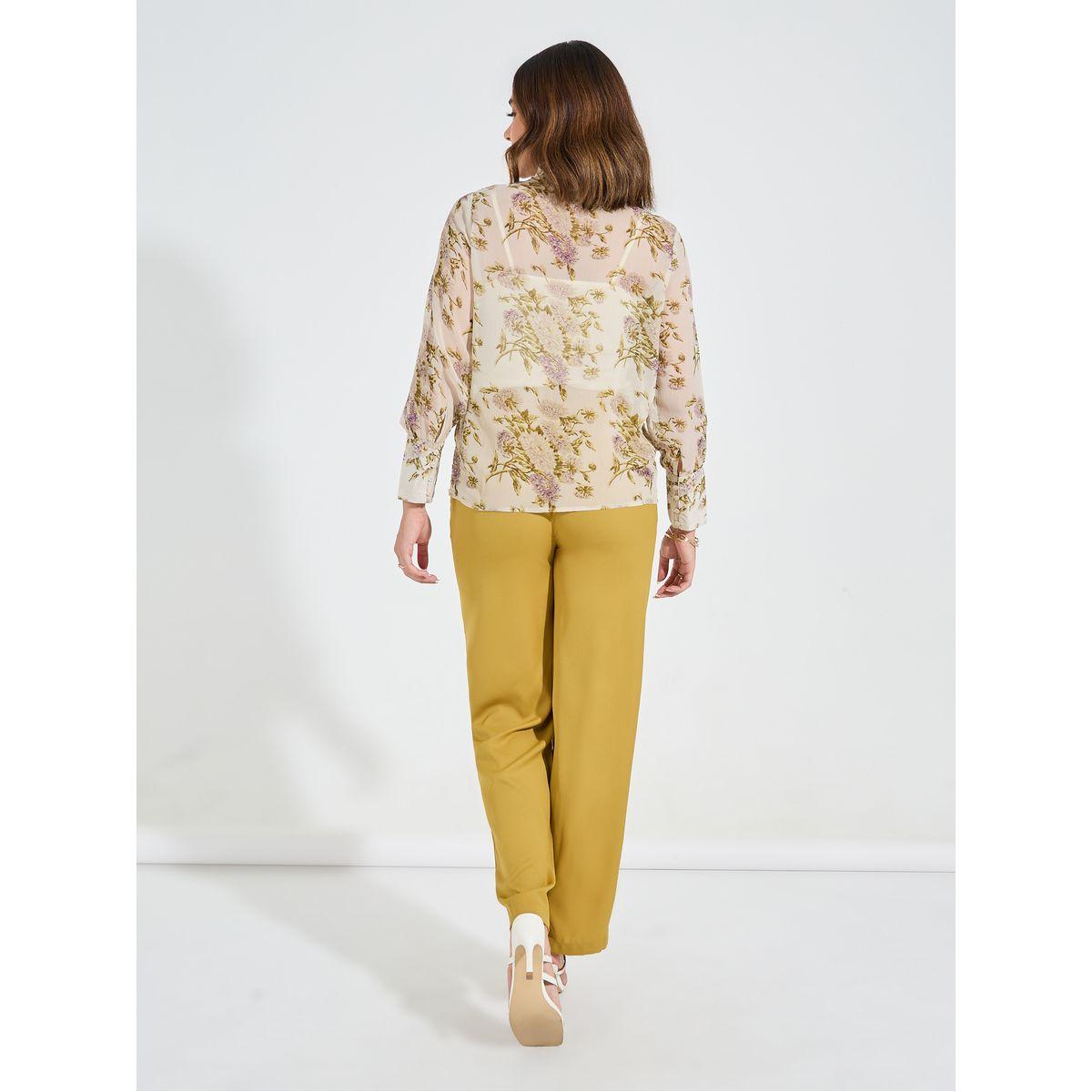 Styli Floral Print Blouse, Cami & Solid Trousers Co-Ords-women-clothing-coordsets-image-8