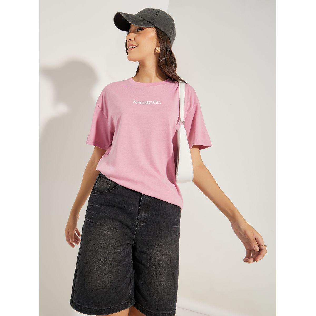 Styli Oversized Spectacular Slogan Drop Shoulder T-Shirt-women-clothing-tshirts-image-1