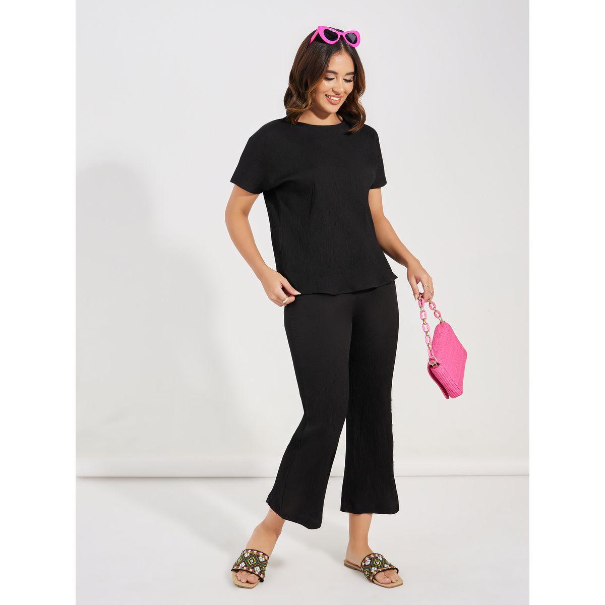 Styli Textured Round Neck Top & Flared Pants Co-Ords-women-clothing-coordsets-image-1