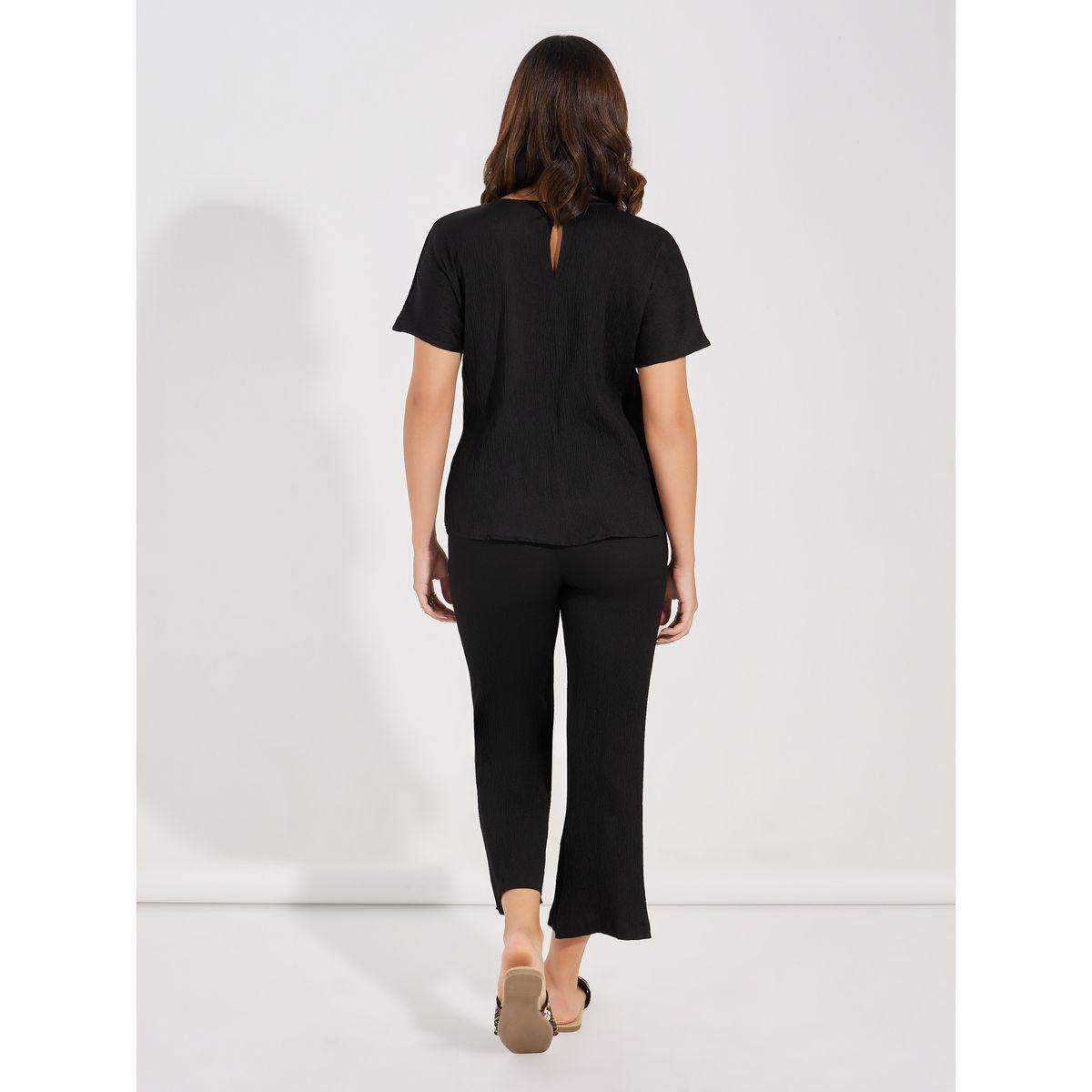 Styli Textured Round Neck Top & Flared Pants Co-Ords-women-clothing-coordsets-image-4