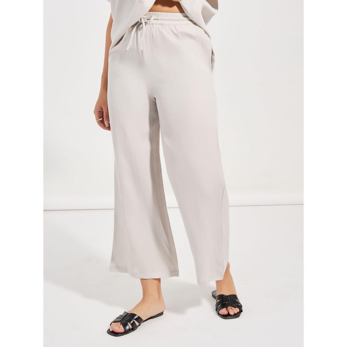 طقم منسق من بنطال واسع مع بلوزة بياقة دائرية-women-clothing-coordsets-image-5