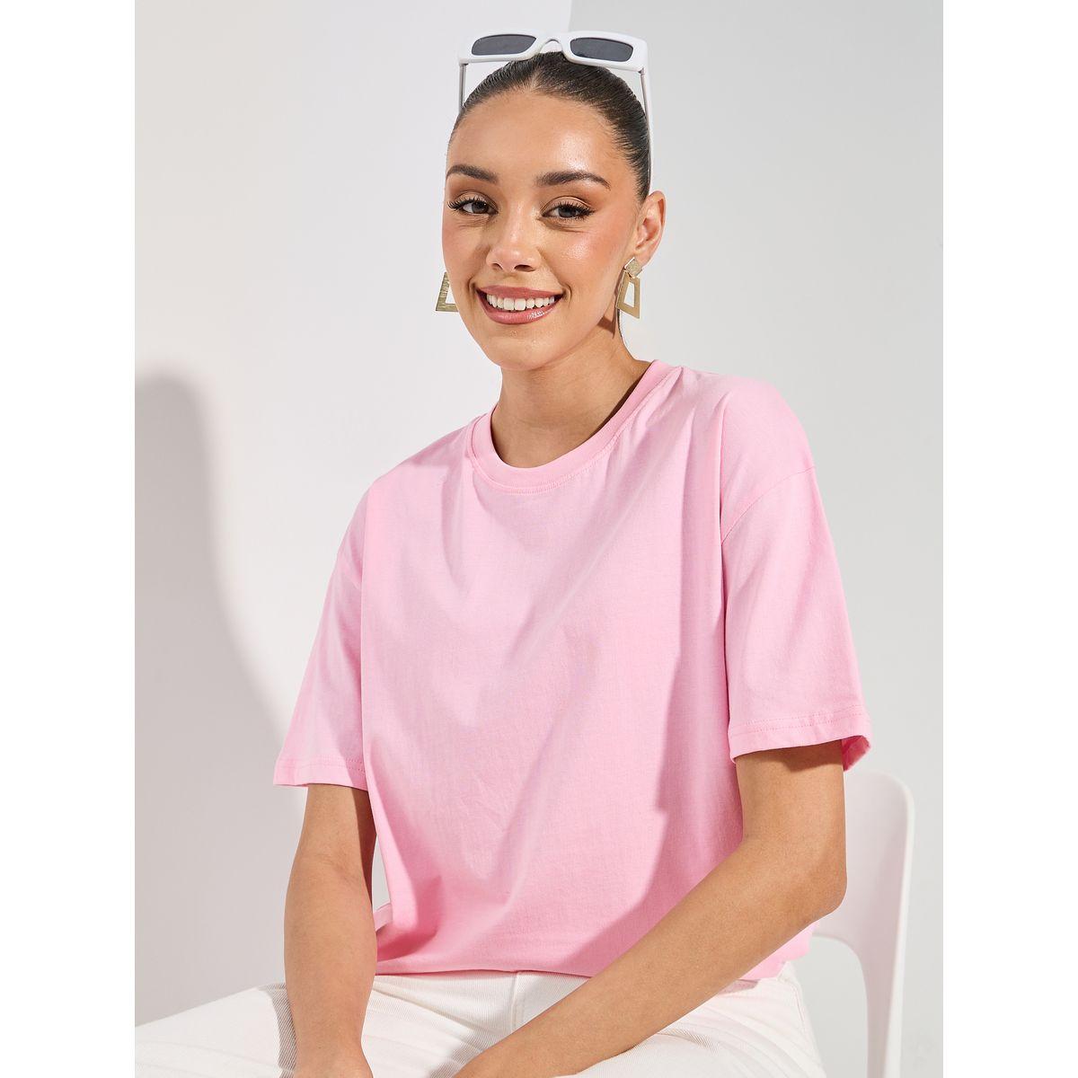 Styli Oversized Plain Dropped Shoulder T-Shirt-women-clothing-tshirts-image-1
