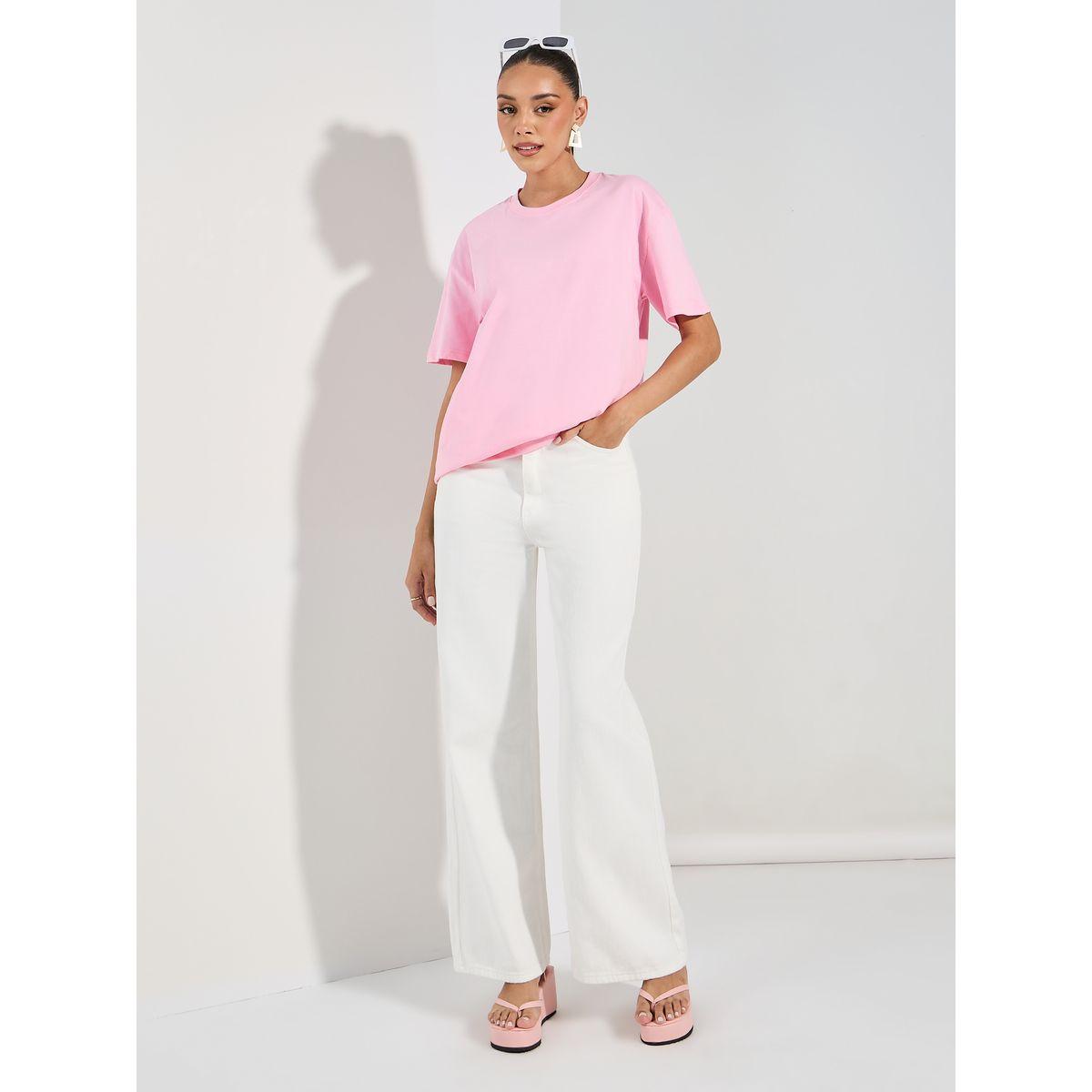 Styli Oversized Plain Dropped Shoulder T-Shirt-women-clothing-tshirts-image-2