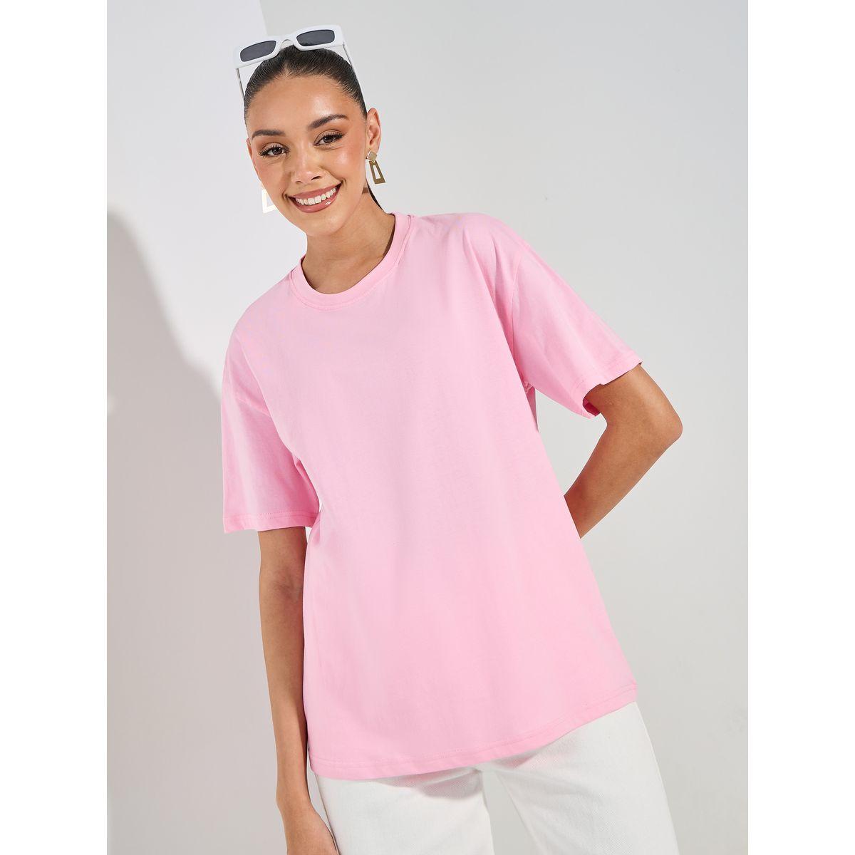 تيشيرت فضفاض سادة باكتاف منخفضة-women-clothing-tshirts-image-3