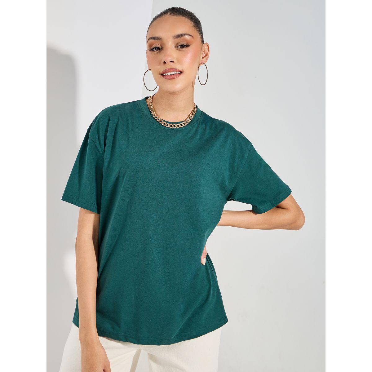 Styli Oversized Plain Dropped Shoulder T-Shirt-women-clothing-tshirts-image-1