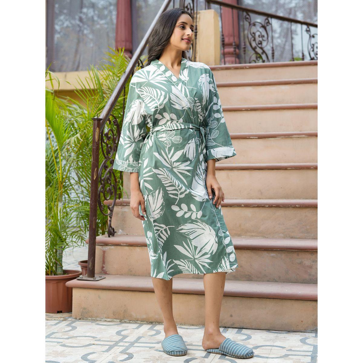 روب مطبع بطبعة زهور سانسكريتي هومز × ستايلي-women-clothing-nightwear-robes-image-2