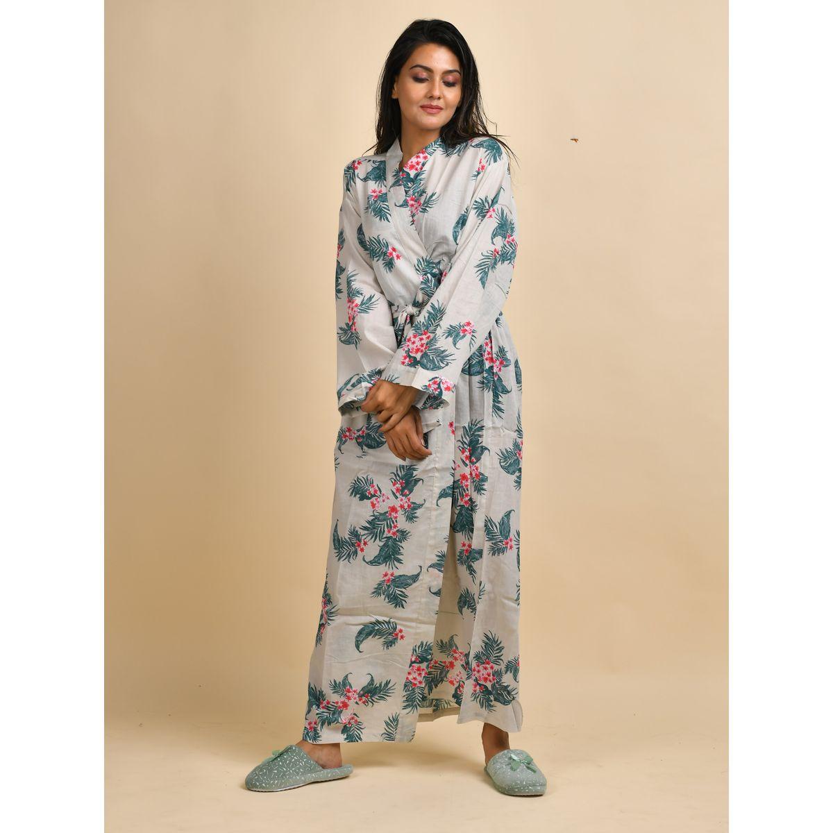 روب مطبع بزهور مع جيب ورباط خصر سانسكريتي هومز × ستايلي-women-clothing-nightwear-robes-image-1