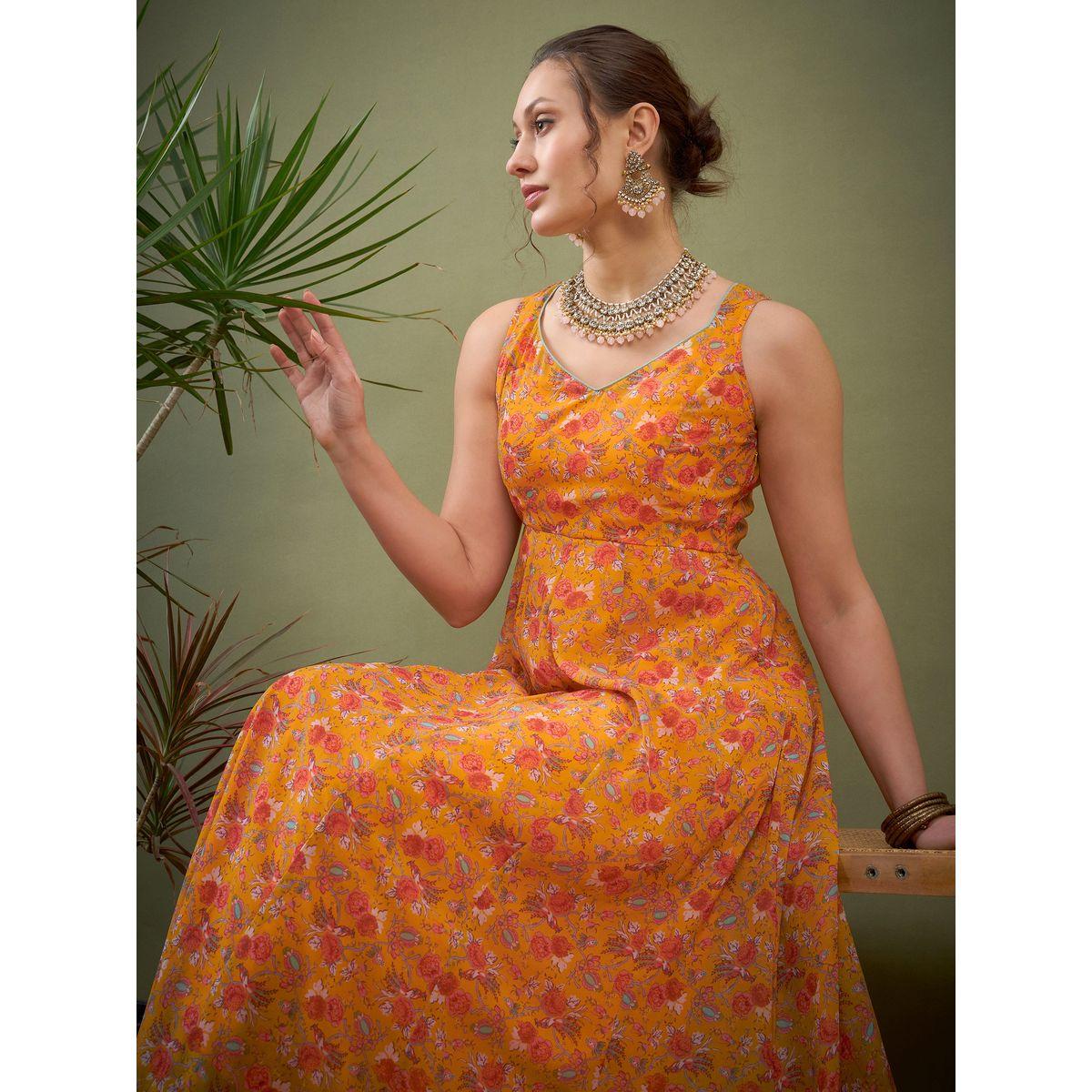 كورتا اناركالي بياقة على شكل قلب ساسافراس × ستايلي-women-clothing-ethnicwear-kurtas-image-2