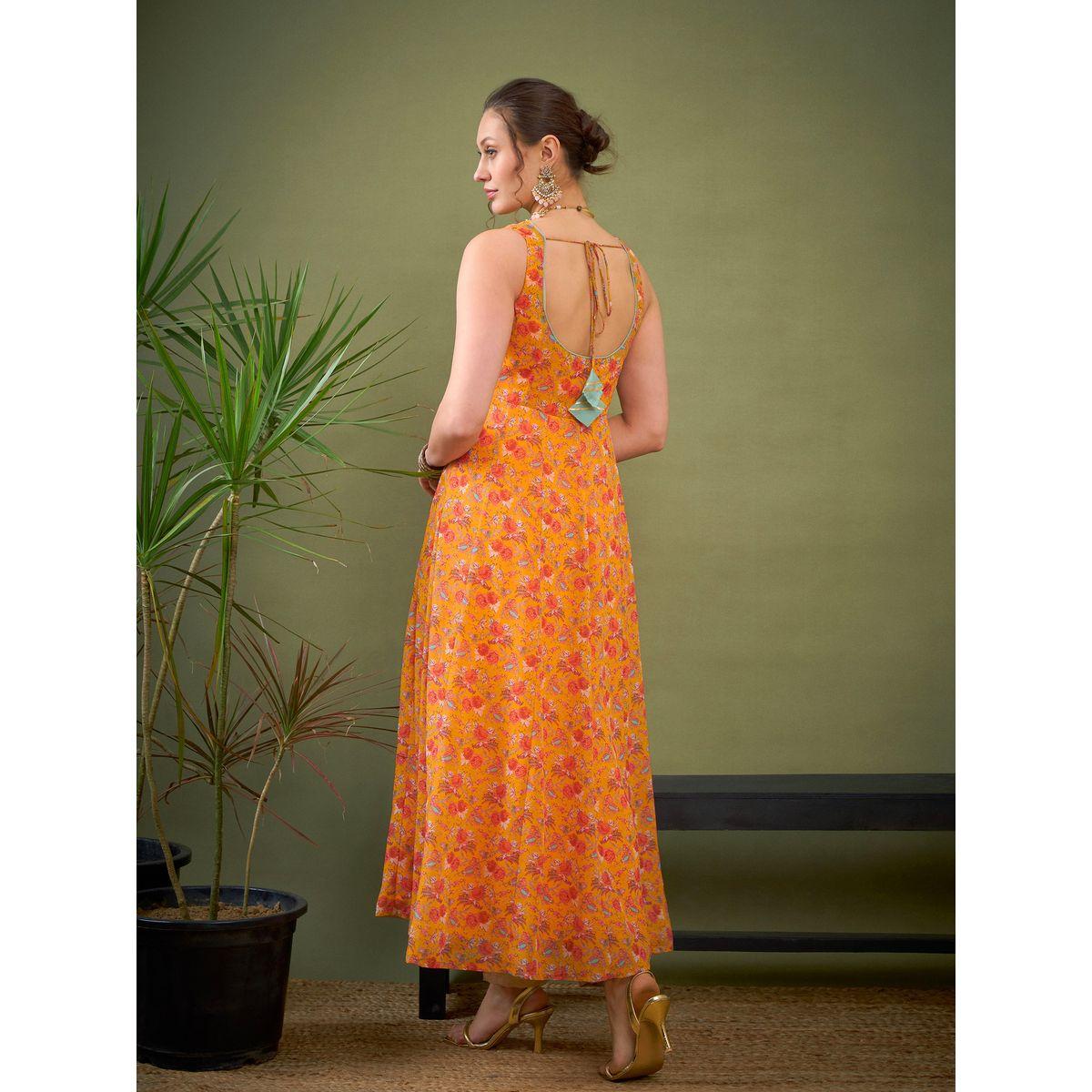 كورتا اناركالي بياقة على شكل قلب ساسافراس × ستايلي-women-clothing-ethnicwear-kurtas-image-5